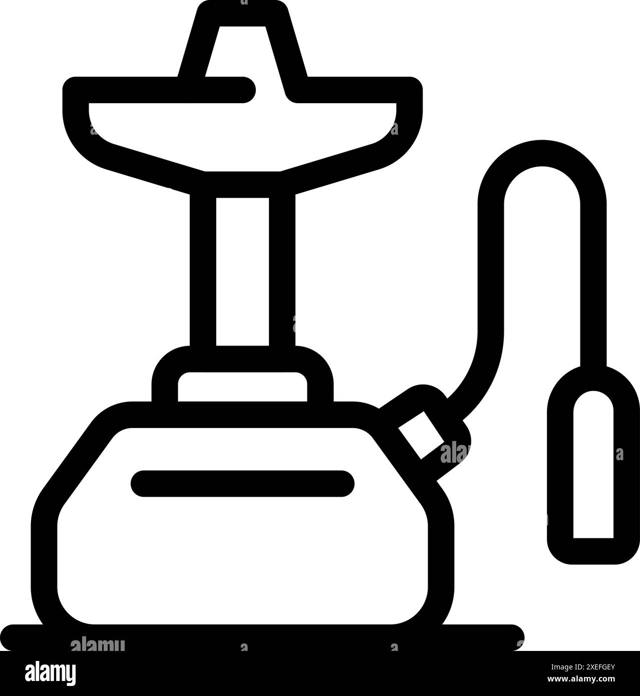 Semplice e audace icona a forma di narghilè con ciotola, tubo e tubo Illustrazione Vettoriale