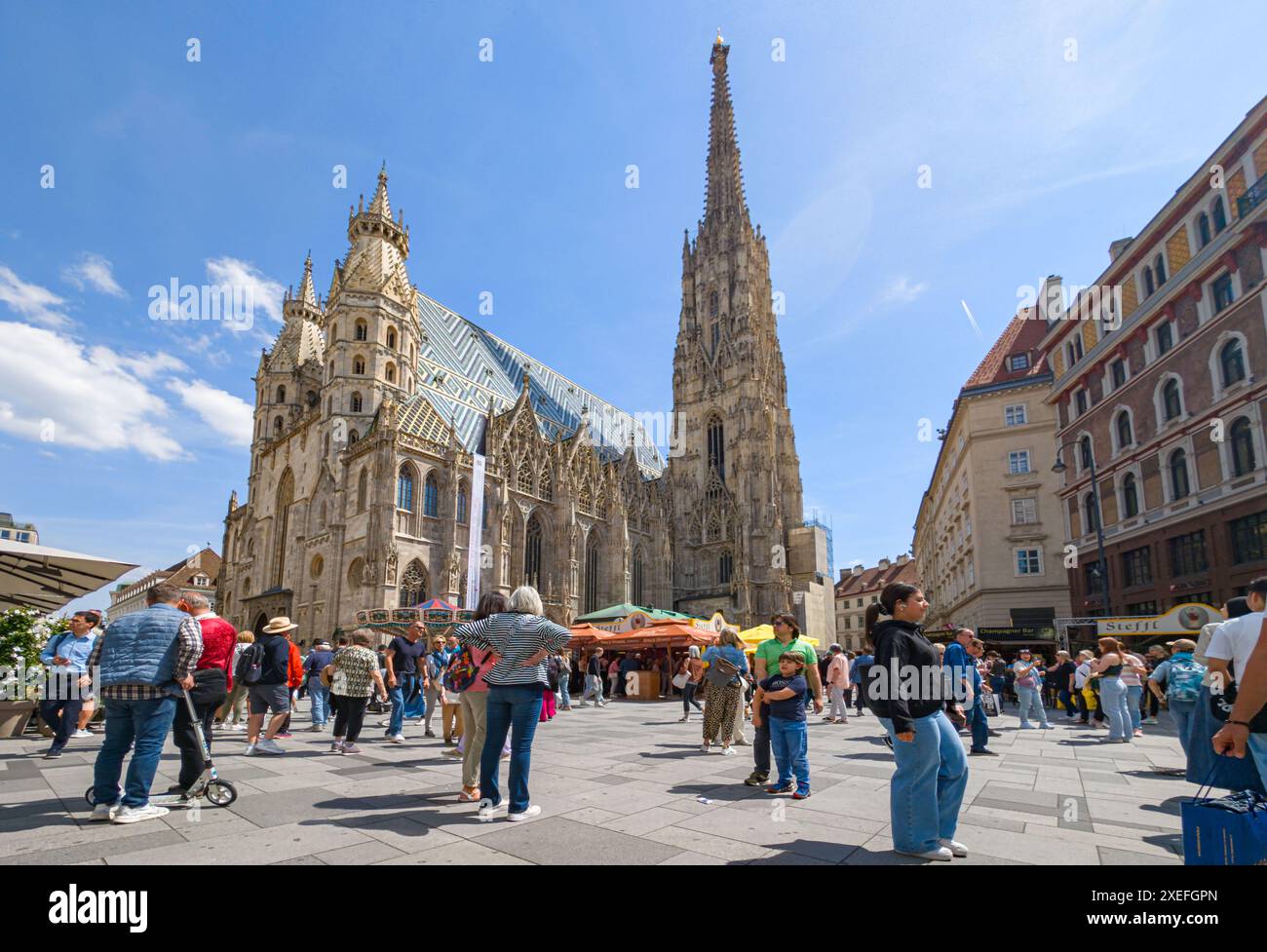 Vienna, Austria. 9 giugno 2024. Vista della cattedrale di Santo Stefano a Vienna. Vienna è stata nominata per la terza volta consecutiva la città più vivibile del mondo nella classifica annuale di British Economist. Crediti: Markus Scholz/Markus Scholz/Picture Alliance/dpa/Markus Scholz/dpa/Alamy Live News Foto Stock