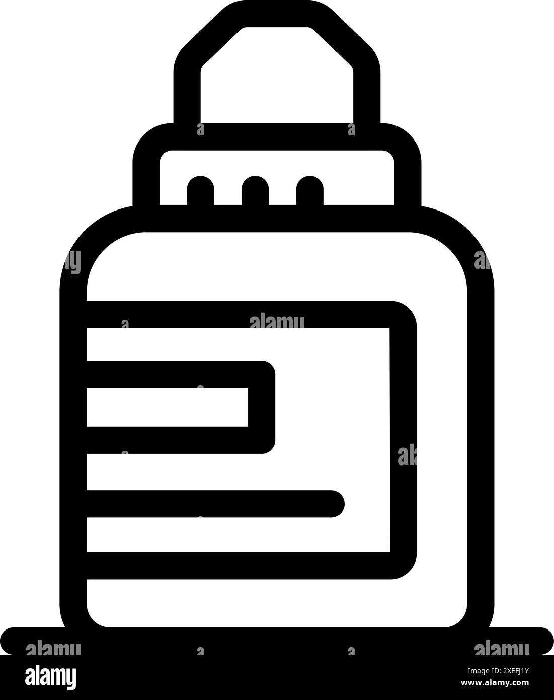 Semplice icona di una bottiglia aperta di colla con il tappo posizionato sulla parte superiore Illustrazione Vettoriale