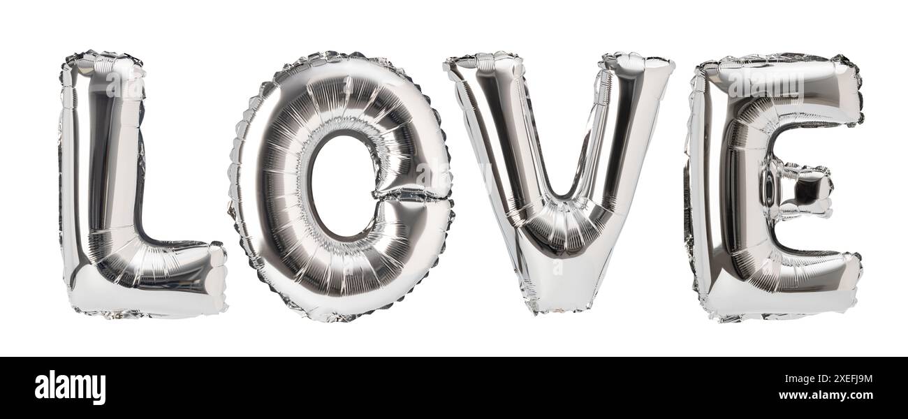 Palloncini parole amore Foto Stock