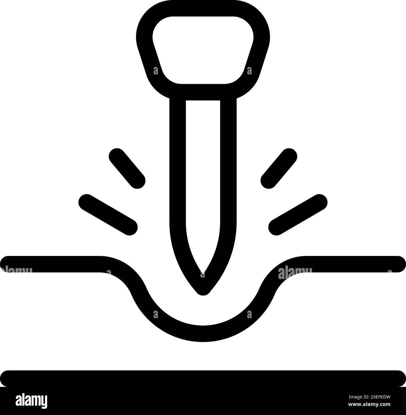 Semplice illustrazione line art di un chiodo martellato su una superficie in legno Illustrazione Vettoriale Semplice illustrazione line art di un chiodo martellato su una superficie in legno Illustrazione Vettoriale