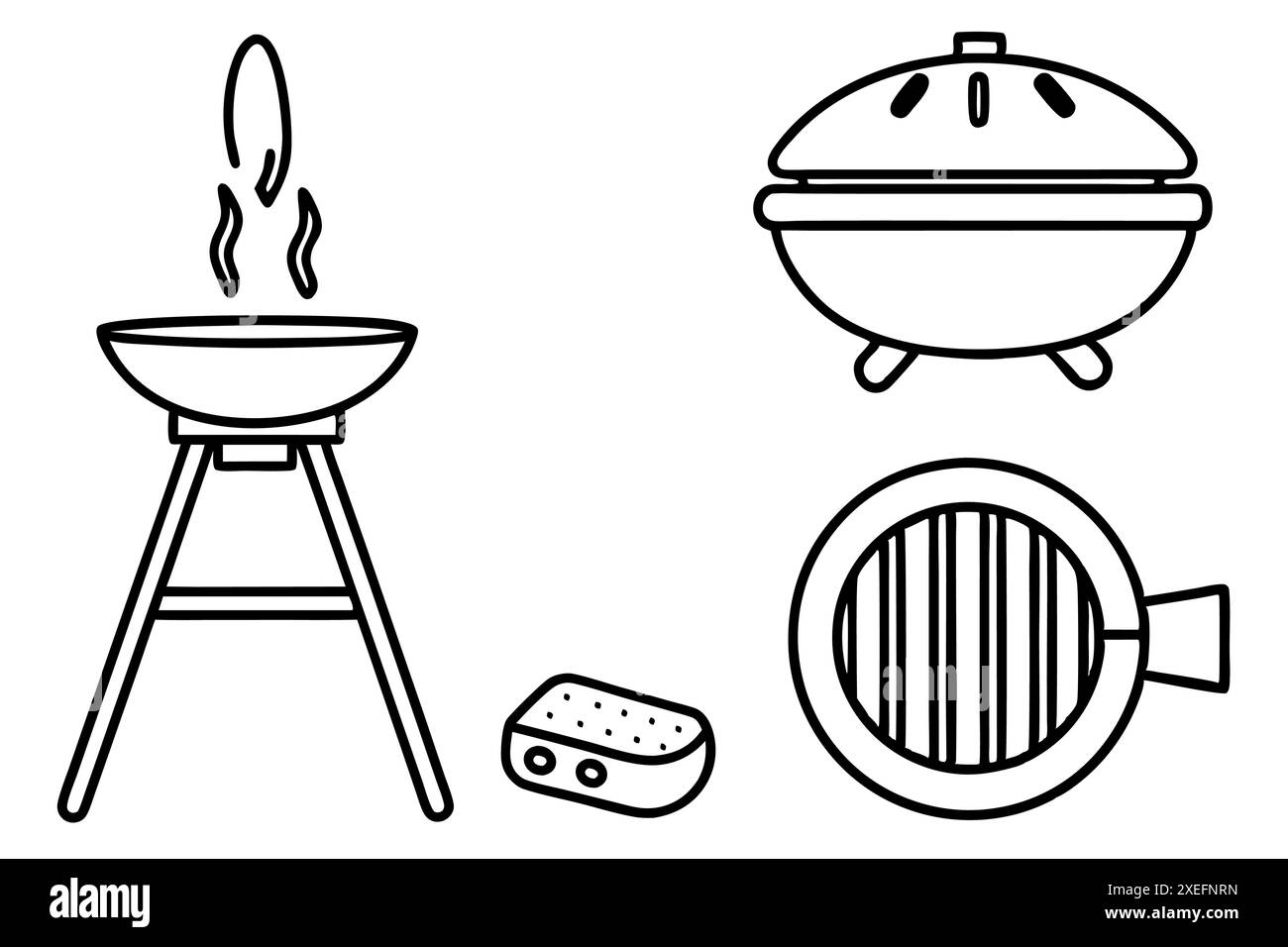 BBQ Line Art moderne illustrazioni sofisticate e semplici Illustrazione Vettoriale
