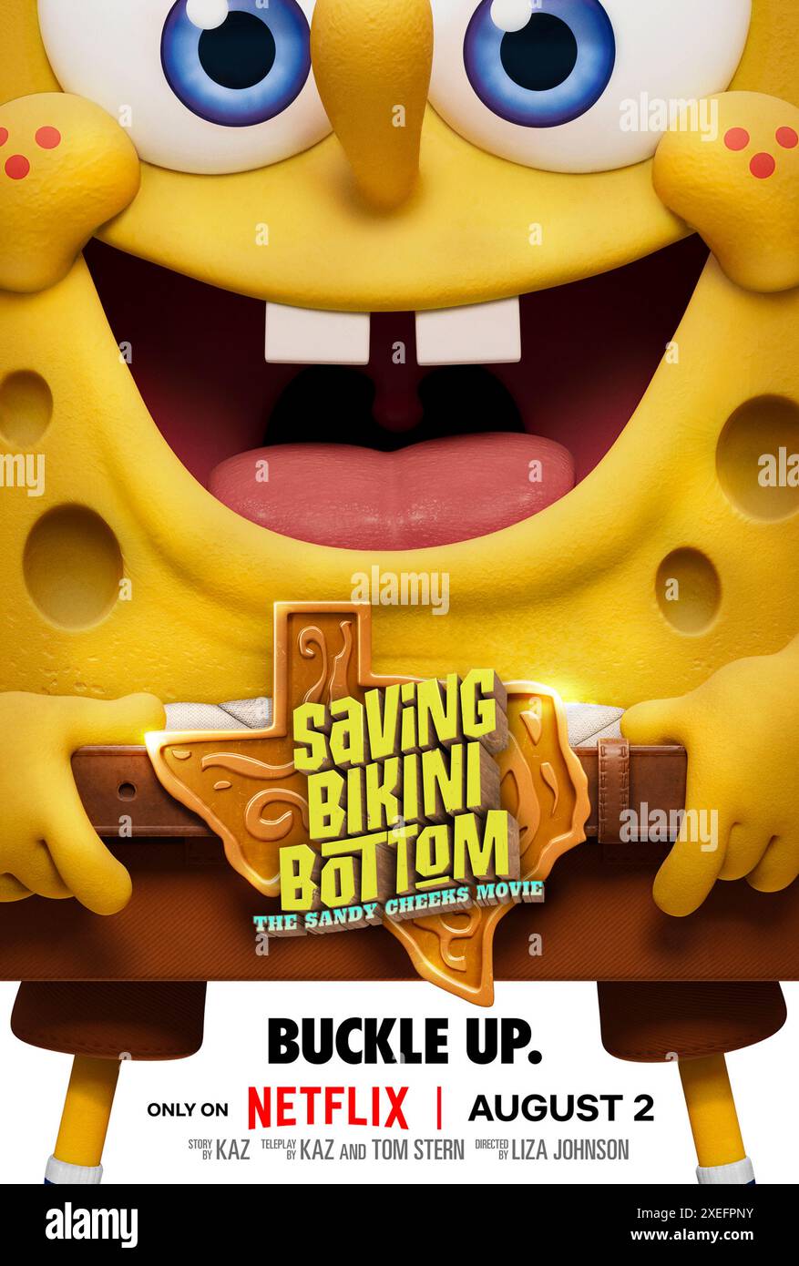 Saving Bikini Bottom: The Sandy Cheeks Movie (2024) diretto da Liza Johnson e interpretato da Carolyn Lawrence, Tom Kenny e Mr. Lawrence. Quando Bikini Bottom viene improvvisamente scovato fuori dall'oceano, Sandy Cheeks e SpongeBob viaggiano verso lo stato natale di Sandy, il Texas, dove incontrano la famiglia di Sandy e devono salvare Bikini Bottom dalle mani di un malvagio CEO americano pubblicita' foto ***SOLO USO EDITORIALE***. Credito: BFA / Netflix Foto Stock