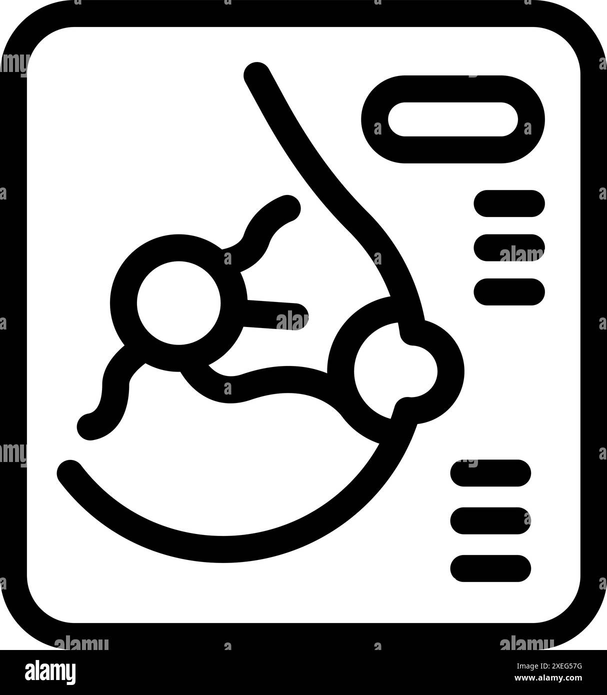 Macchina a ultrasuoni che visualizza un feto nell'utero, utilizzata per monitorare l'avanzamento della gravidanza e lo sviluppo del feto Illustrazione Vettoriale