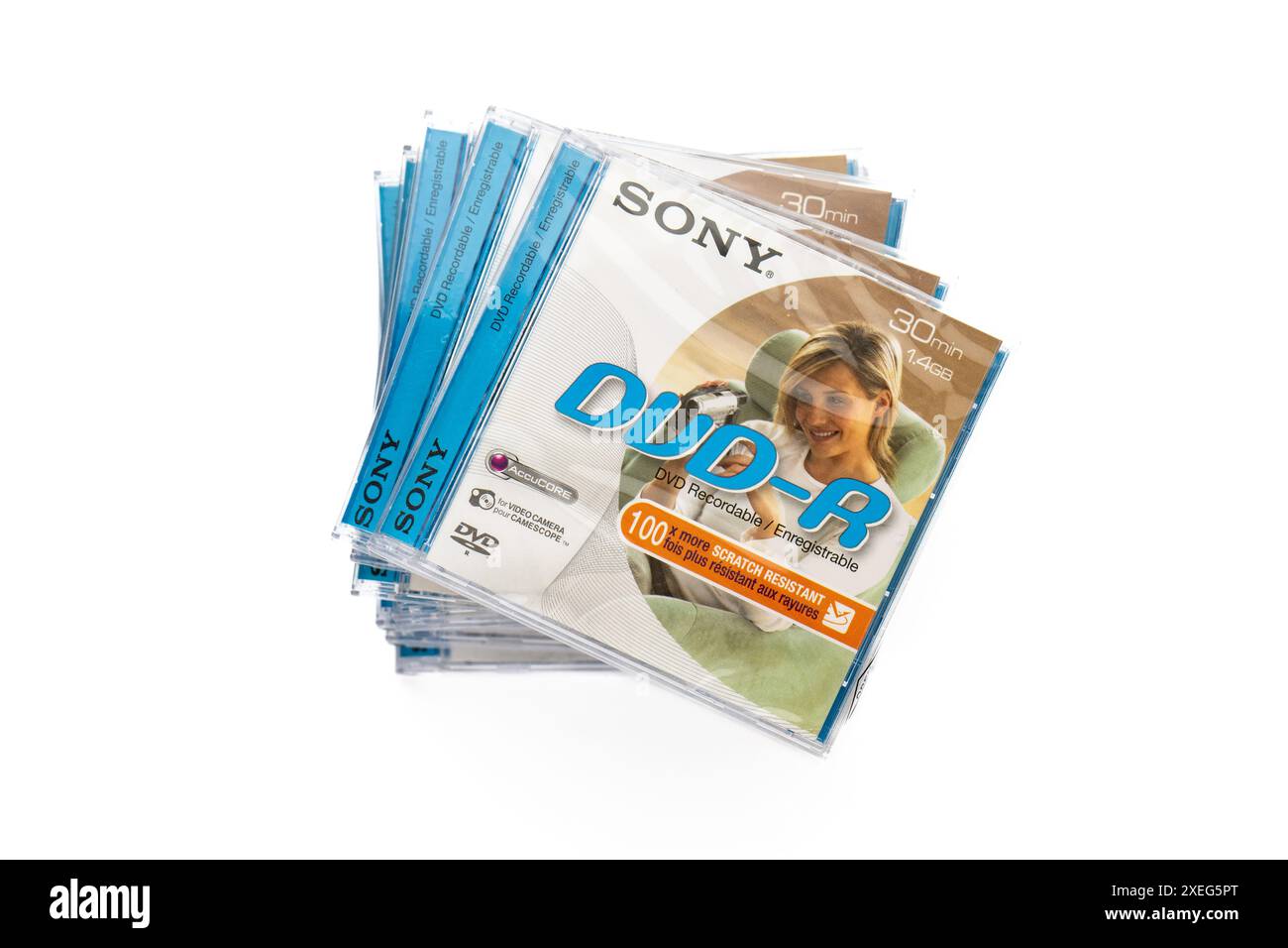 Dischi per videocamere Sony dvd-r registrabili da 8 cm Foto Stock