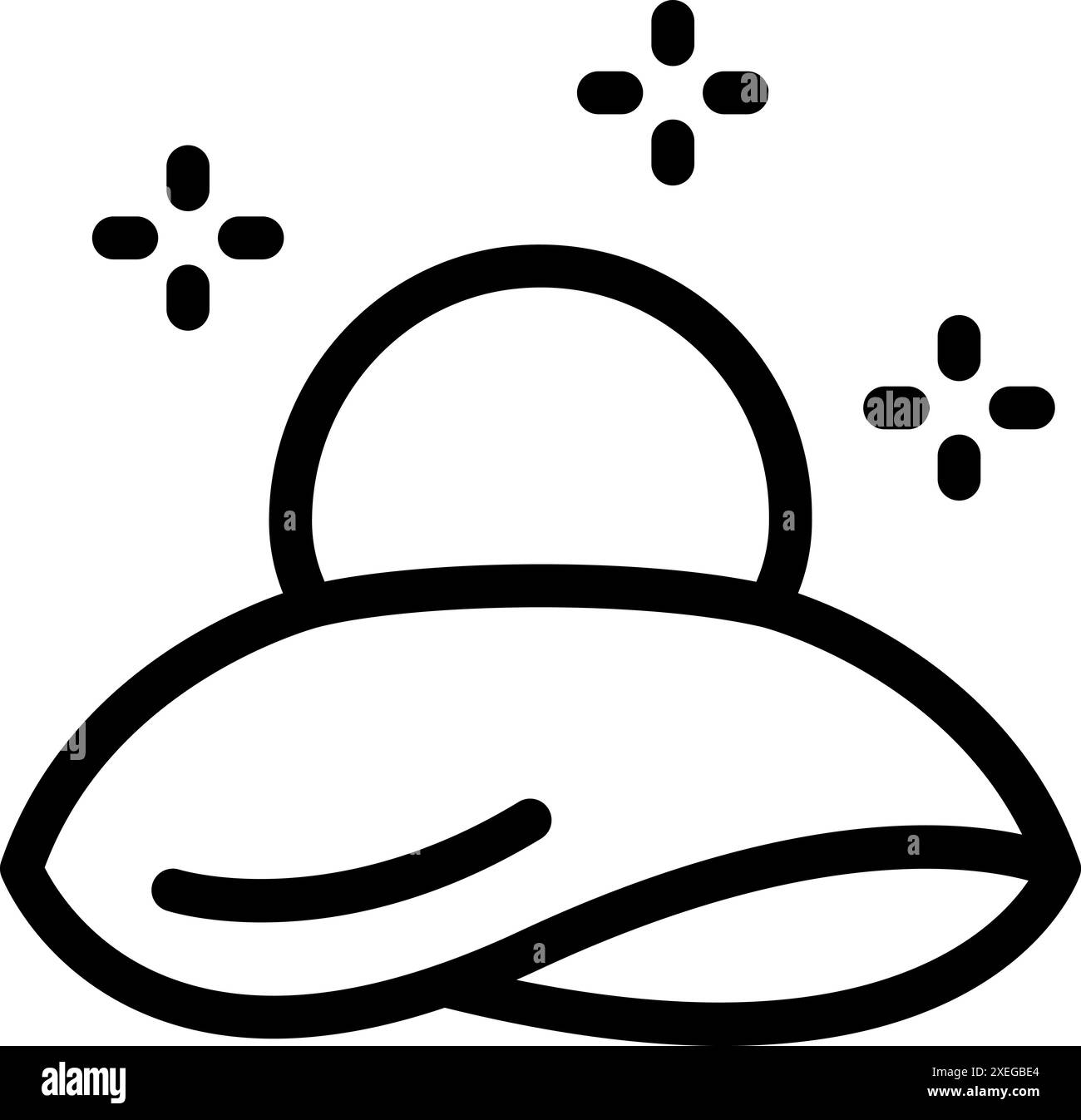 Icona della line art di un'astronave aliena che vola di notte Illustrazione Vettoriale