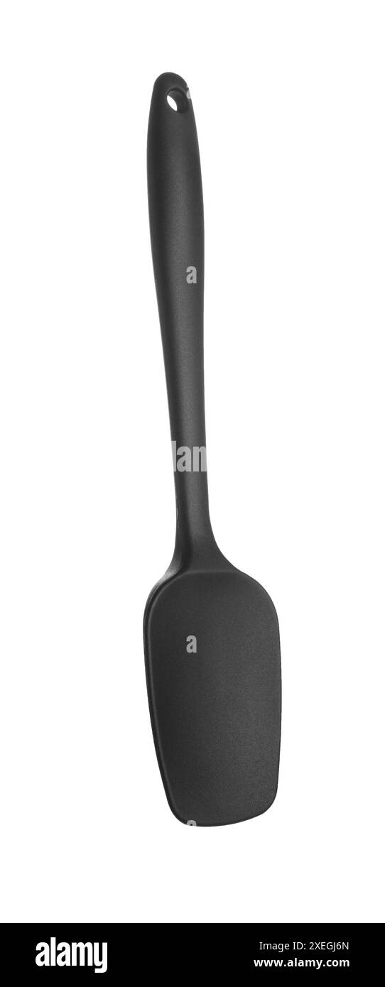 Una spatola nera isolata su bianco. Utensili da cucina Foto Stock