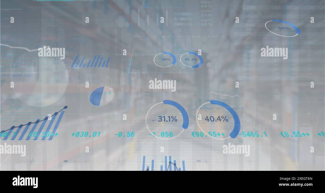 Immagine dell'elaborazione dei dati finanziari rispetto alle statistiche Foto Stock