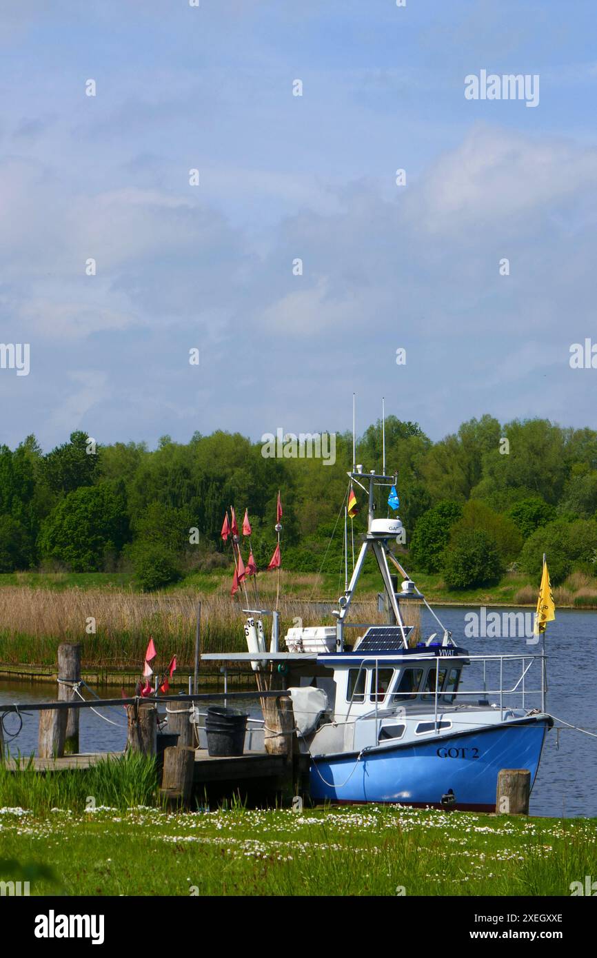 Antico insediamento di pescatori sul trave a LÃ¼beck, Germania Foto Stock