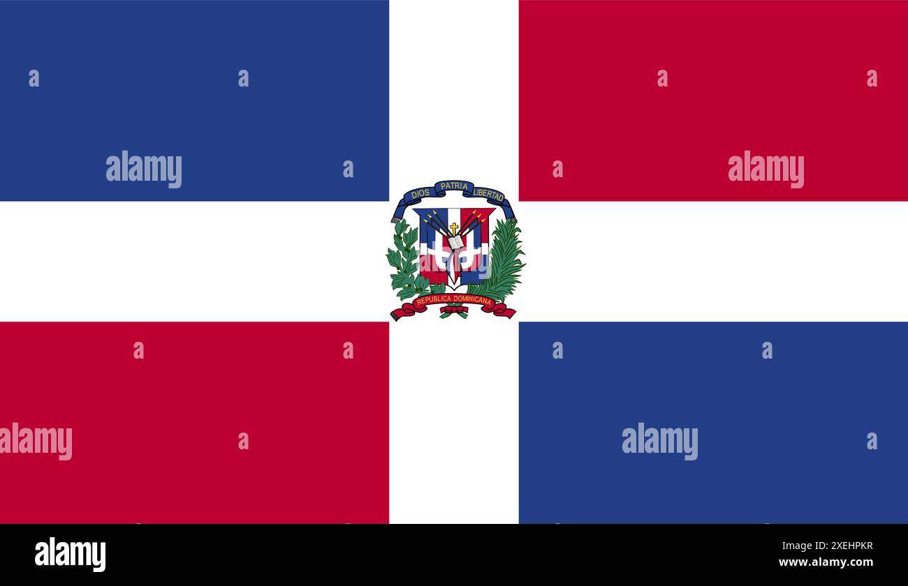 DOMINICAN REPUBLIC Flag illustrazione vettoriale, colore ufficiale, bandiera nazionale, simbolo della nazione, governo, vettore, illustrazione, allarme isolato Illustrazione Vettoriale