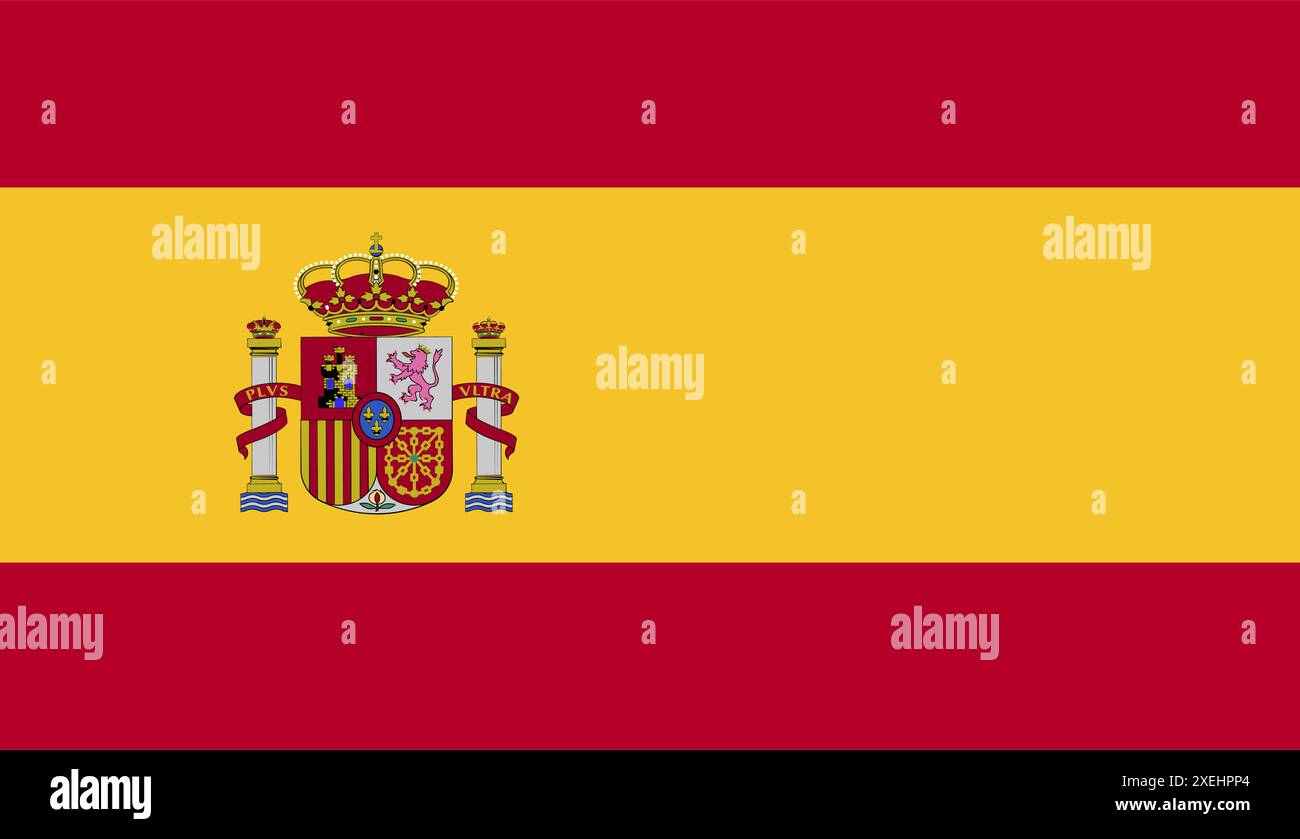 SPAIN Flag illustrazione vettoriale, colore ufficiale, bandiera nazionale, simbolo della nazione, governo, vettore, illustrazione, allarme isolato Illustrazione Vettoriale