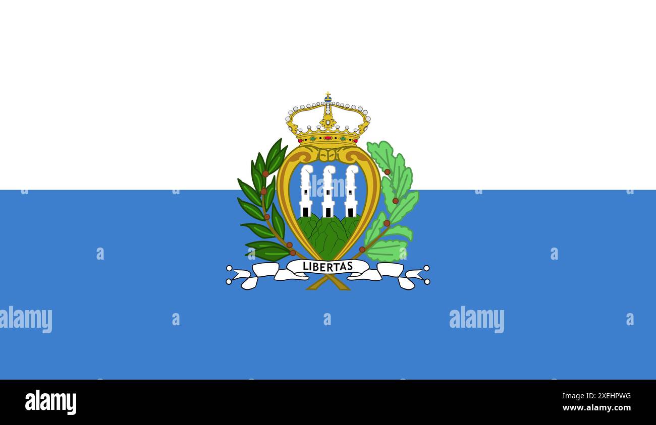 SAN MARINO Flag illustrazione vettoriale, colore ufficiale, bandiera nazionale, simbolo della nazione, governo, vettore, illustrazione, allarme isolato Illustrazione Vettoriale