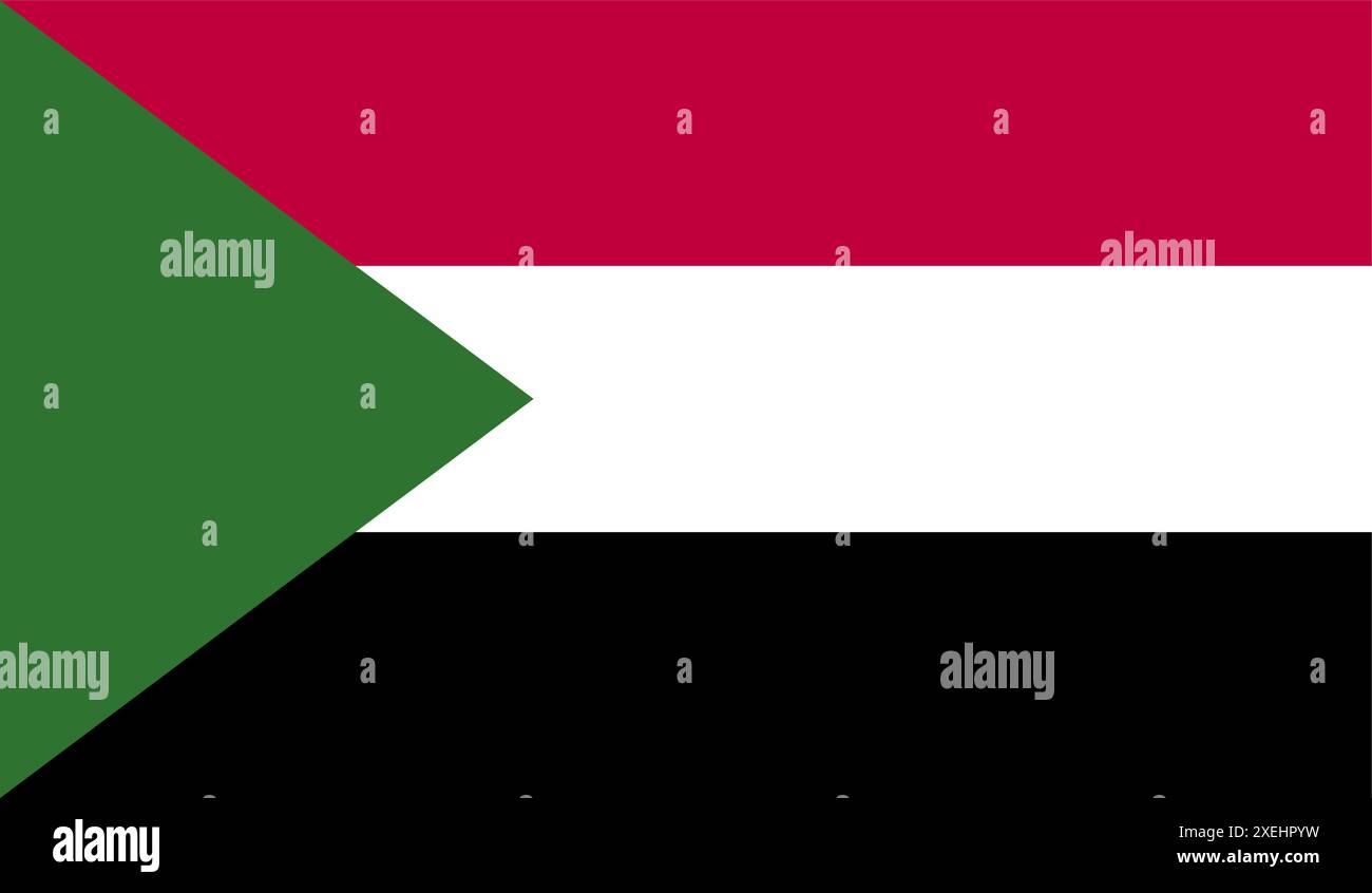 SUDAN Flag illustrazione vettoriale, colore ufficiale, bandiera nazionale, simbolo della nazione, governo, vettore, illustrazione, allarme isolato Illustrazione Vettoriale