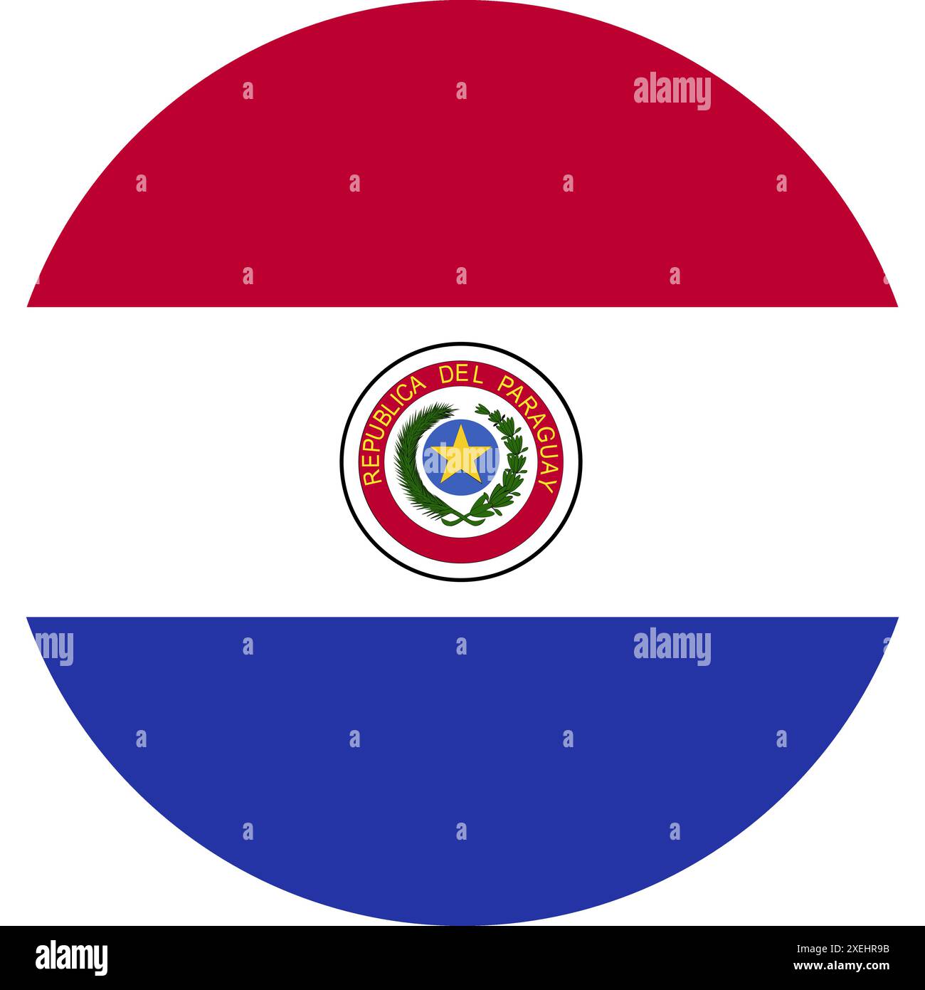 PARAGUAY Flag in Circle illustrazione vettoriale, colore ufficiale, bandiera nazionale, simbolo della nazione, governo, vettore, illustrazione, allarme isolato Illustrazione Vettoriale