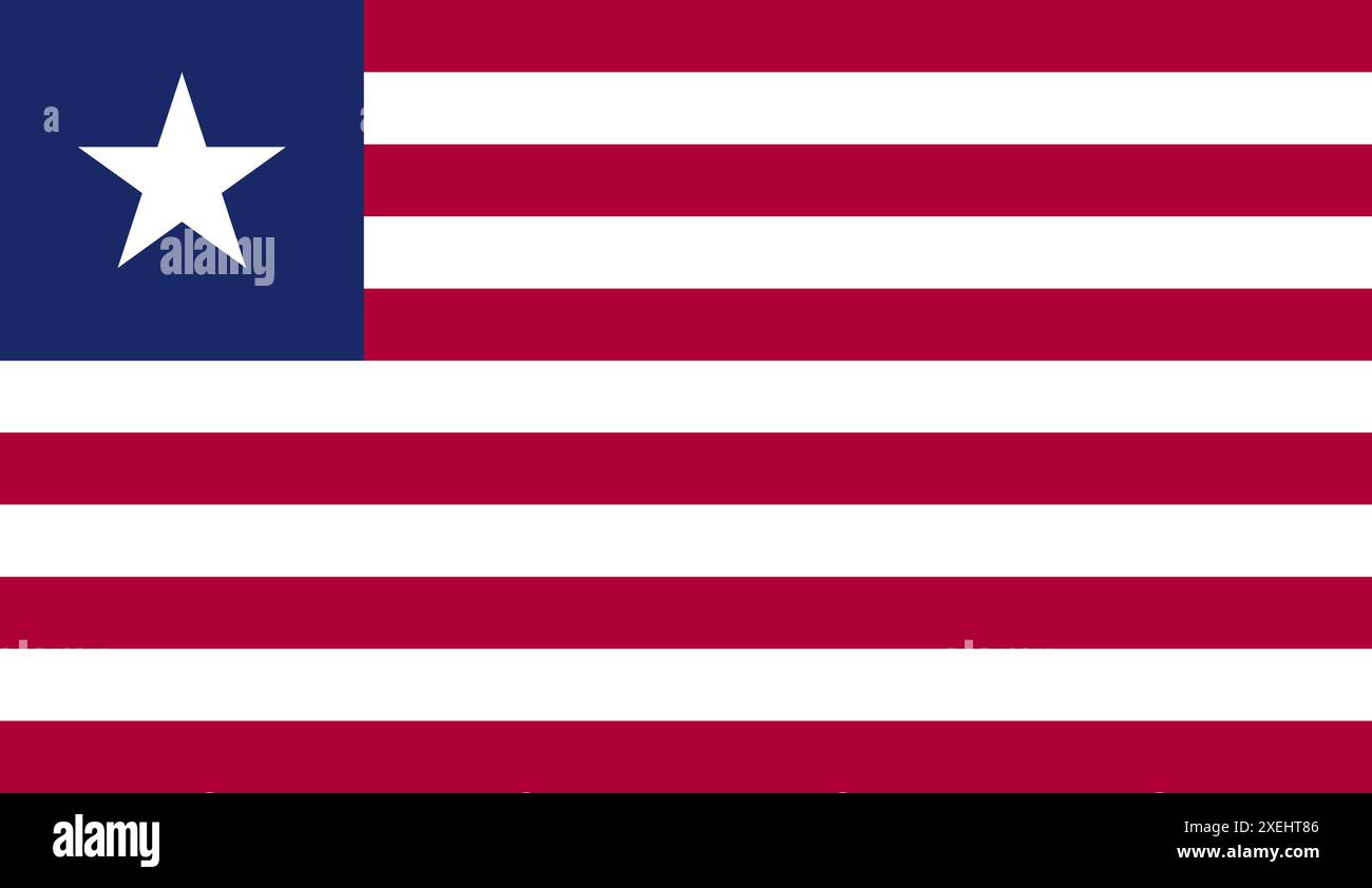 Illustrazione vettoriale LIBERIA Flag, colore ufficiale, bandiera nazionale, simbolo della nazione, governo, vettore, illustrazione, allarme isolato Illustrazione Vettoriale