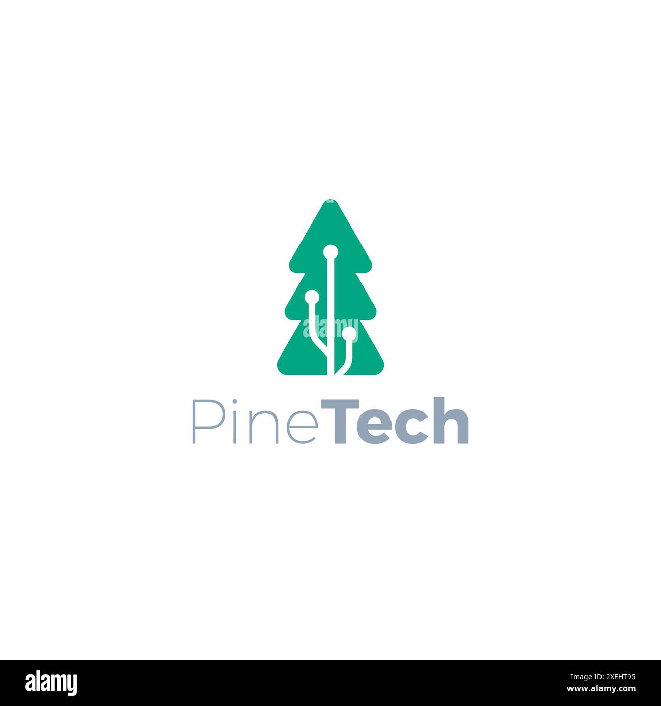 Modello logo Pine Tech. Vettore icona Pine Illustrazione Vettoriale