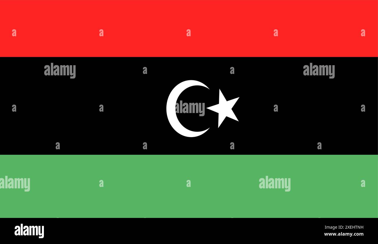 LIBIA Flag illustrazione vettoriale, colore ufficiale, bandiera nazionale, simbolo della nazione, governo, vettore, illustrazione, allarme isolato Illustrazione Vettoriale