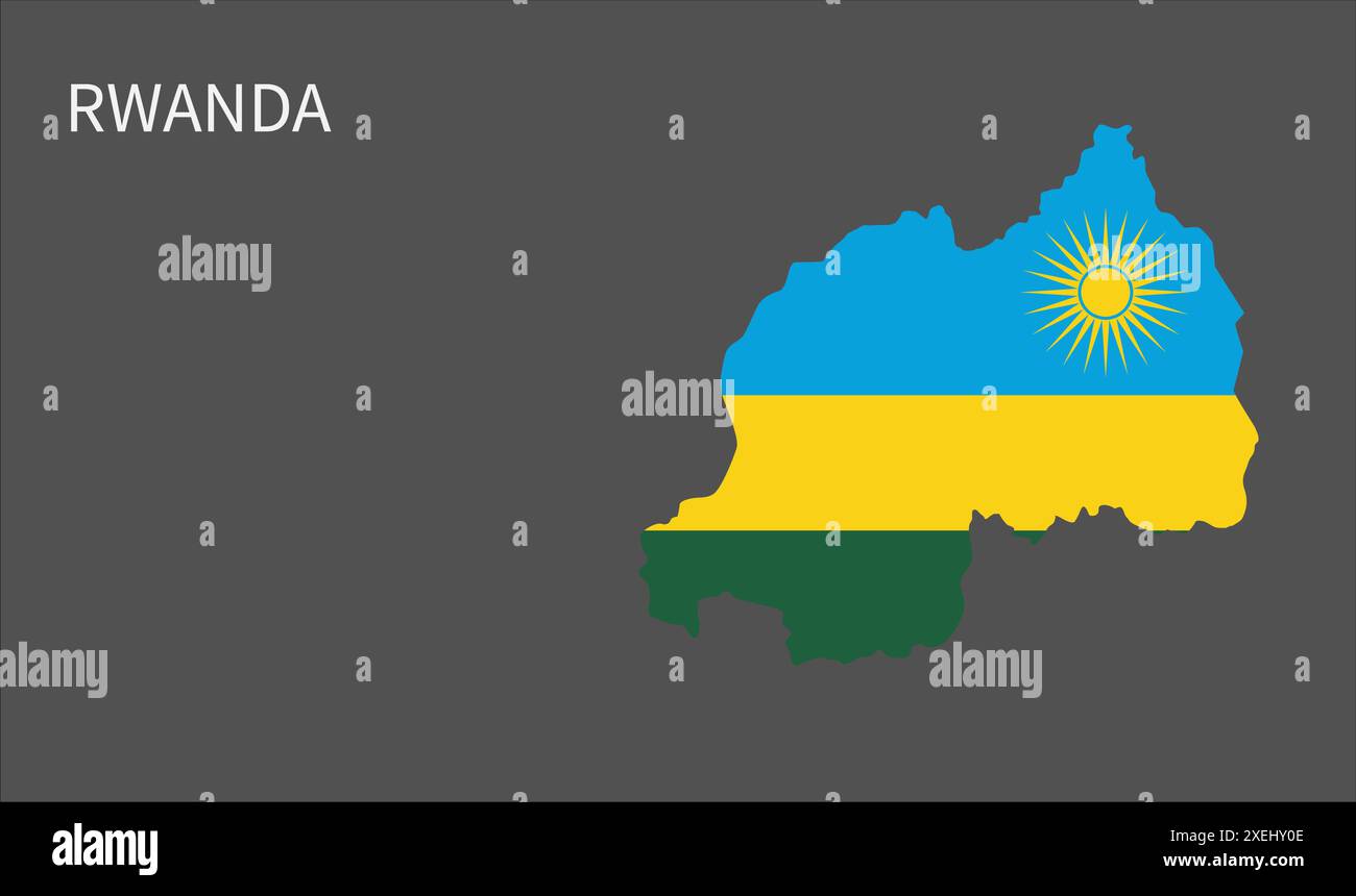 Mappa delle bandiere del Ruanda, colore ufficiale con proporzioni, illustrazione completamente modificabile, vettore, bandiera, governo, bandiera nazionale, patriottismo Illustrazione Vettoriale