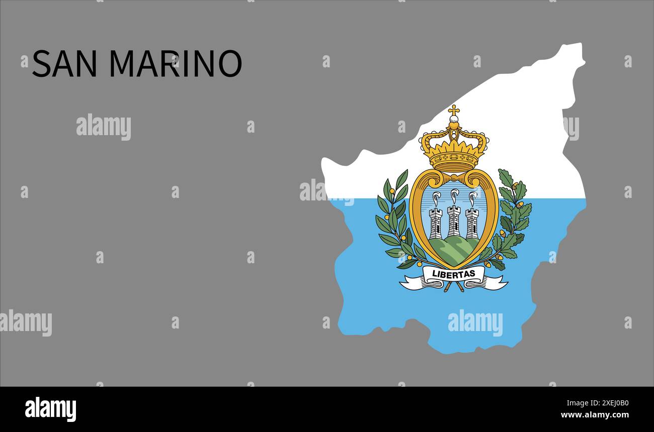 Mappa delle bandiere di San Marino, colore ufficiale con proporzioni, illustrazione completamente modificabile, vettore, bandiera, governo, bandiera nazionale, patriottismo Illustrazione Vettoriale