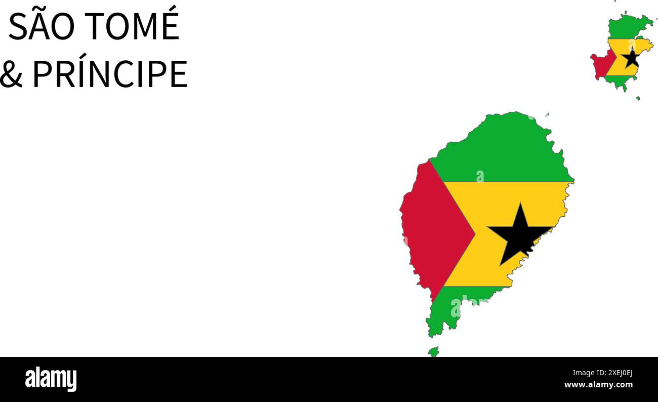 Mappa delle bandiere Sao Tomé e Principe, colore ufficiale con proporzioni, illustrazione completamente modificabile, vettore, bandiera, governo, bandiera nazionale, patriottismo Illustrazione Vettoriale