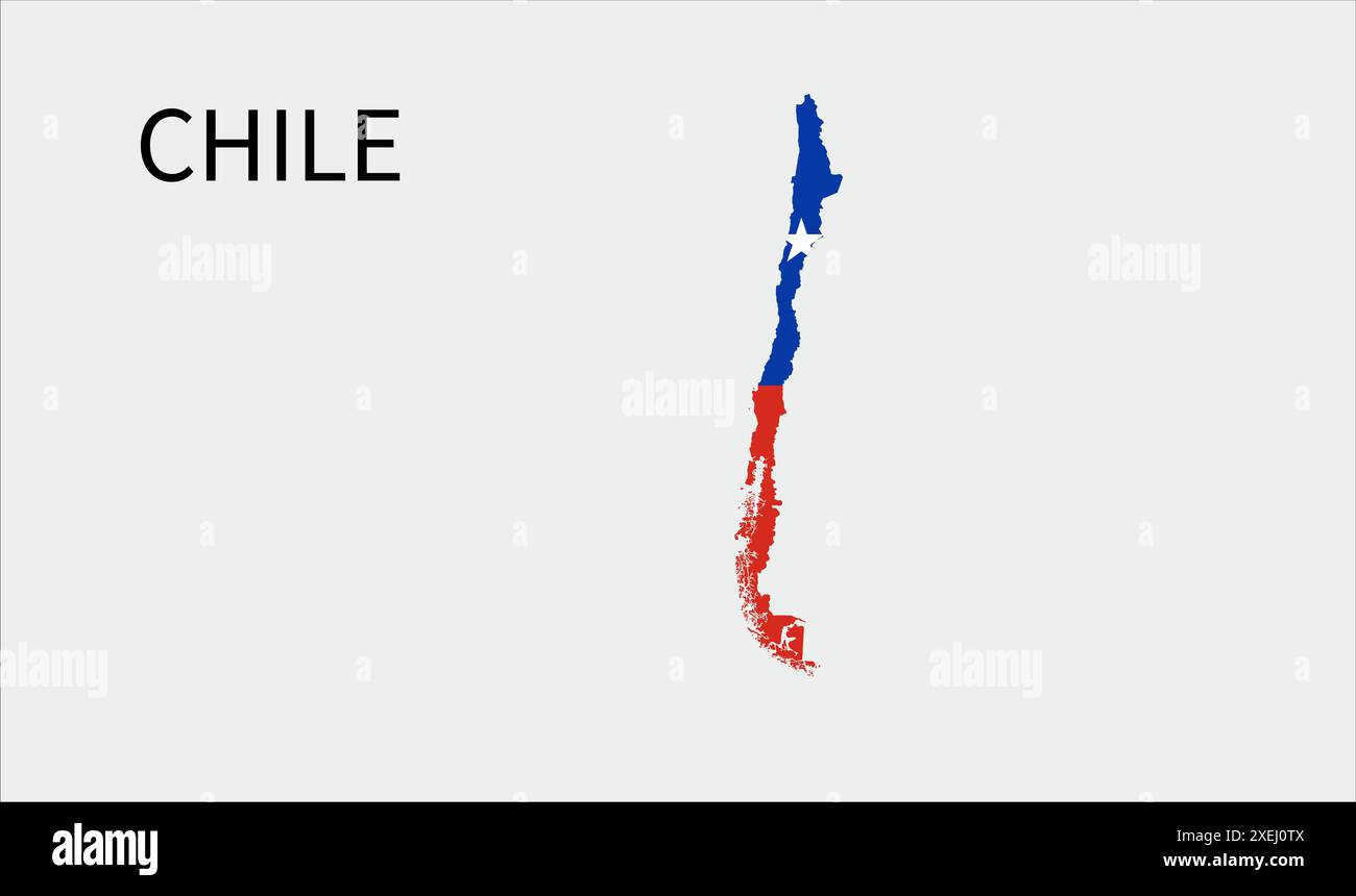 Mappa delle bandiere del Cile, colore ufficiale con proporzioni, illustrazione completamente modificabile, vettore, bandiera, governo, bandiera nazionale, patriottismo Illustrazione Vettoriale