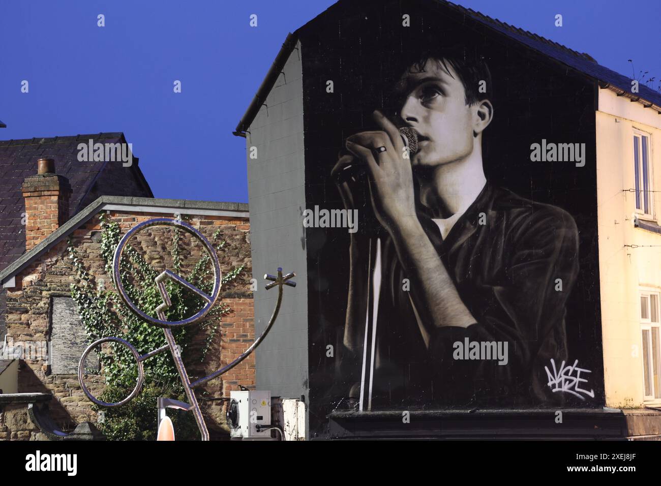 Murales commemorativi di Ian Curtis, Macclesfield Foto Stock