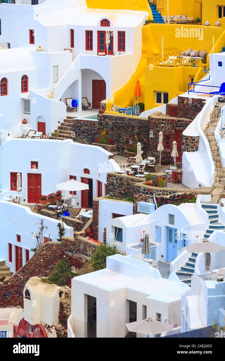 Case Oia a Santorini, in Grecia Foto Stock