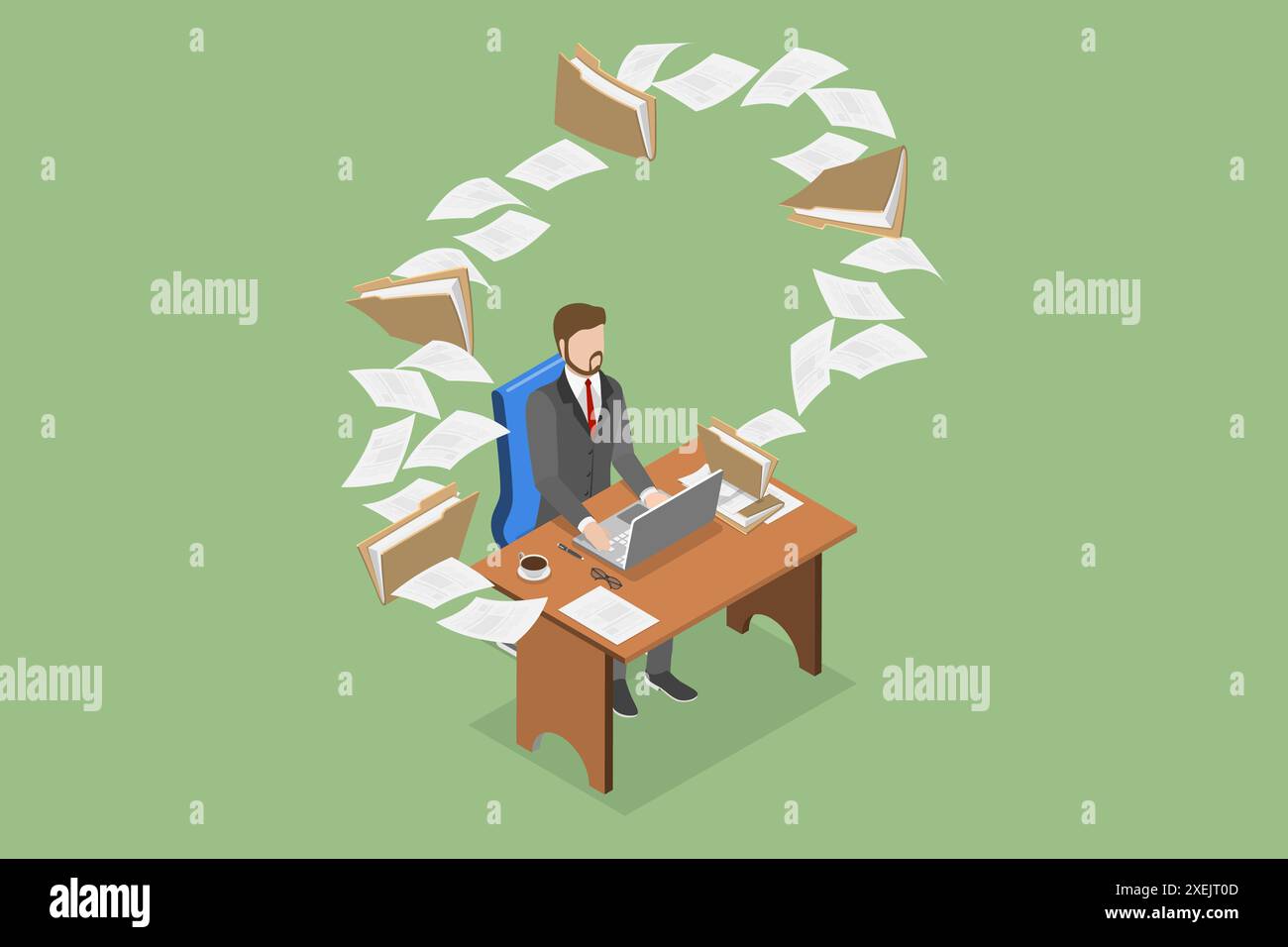 Illustrazione concettuale piatta isometrica 3D del flusso dei documenti, della documentazione di noiatura illustrazione concettuale piatta isometrica 3D del documento Foto Stock