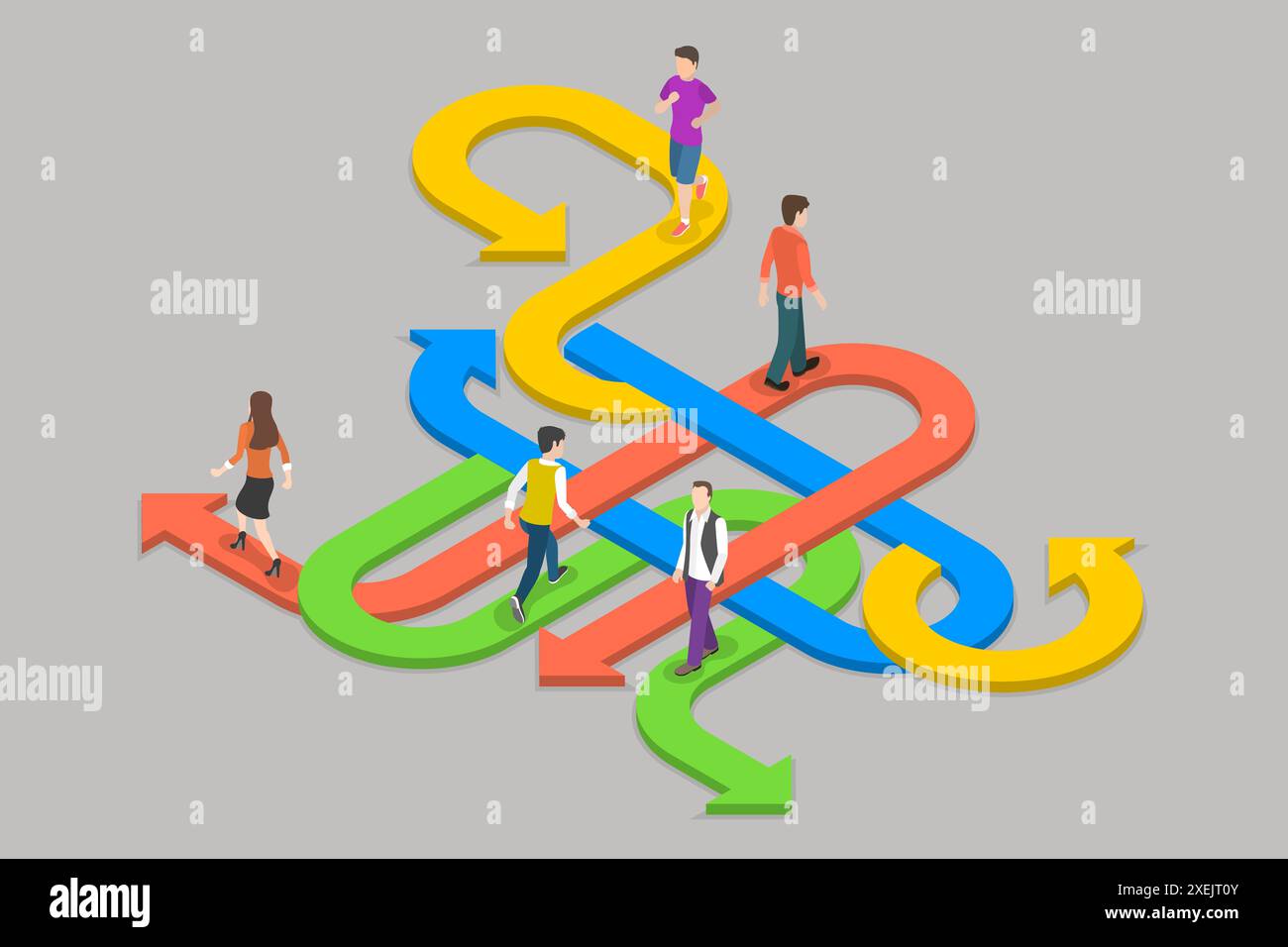 Illustrazione concettuale piatta isometrica 3D di decisione complessa, creatività per risolvere il problema illustrazione concettuale piatta isometrica 3D. Foto Stock