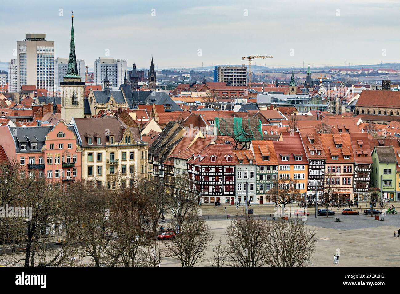 Il centro storico della piazza della cattedrale di Erfurt Foto Stock