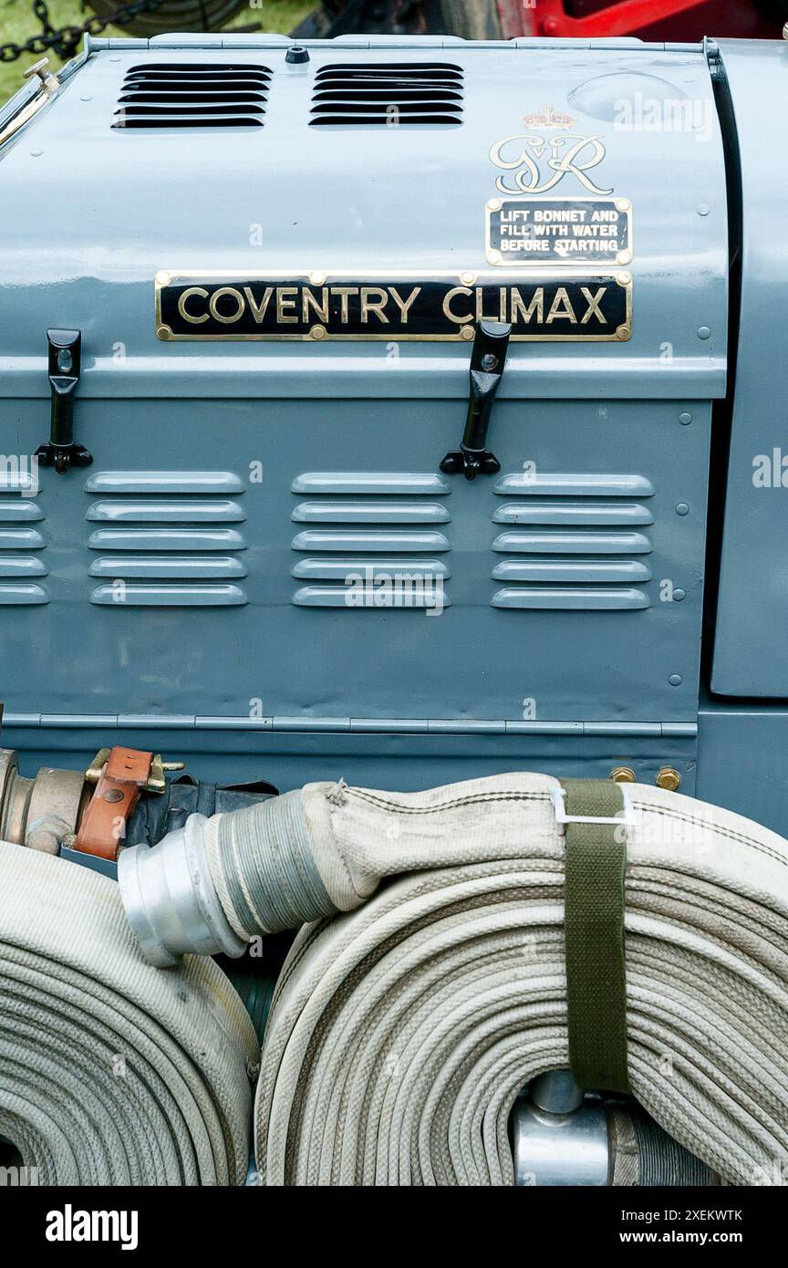 Una pompa antincendio Godiva con motore Coventry Climax Foto Stock