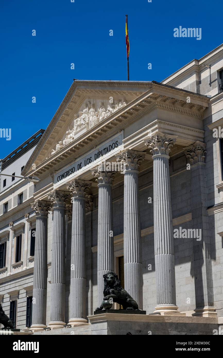 Palacio de las Cortes a Madrid; Madrid, Spagna Foto Stock