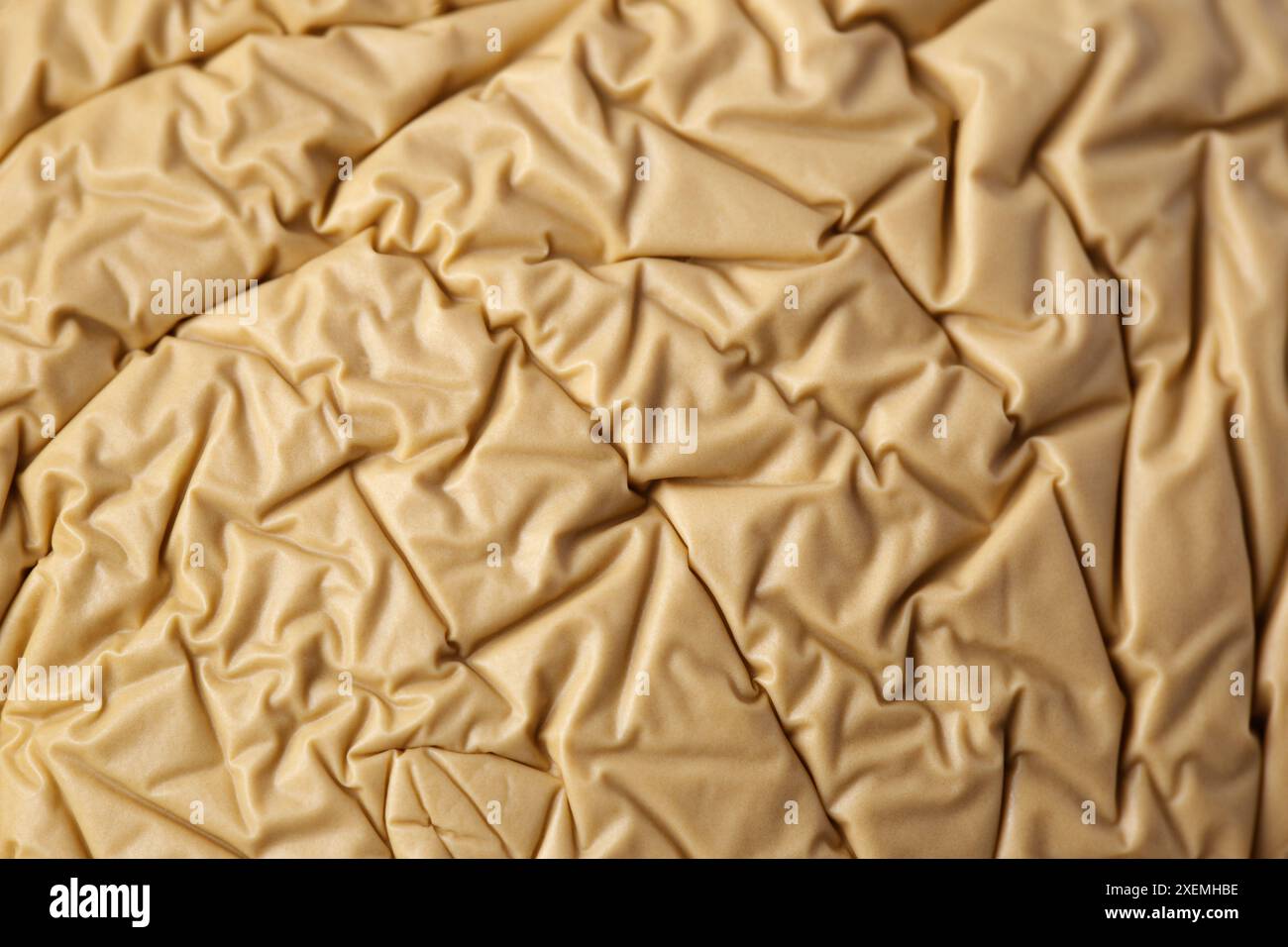 L'immagine è una trama di un pezzo di carta o di plastica di colore marrone. La carta sembra strappata e ha una grana ruvida. La carta è nella Foto Stock