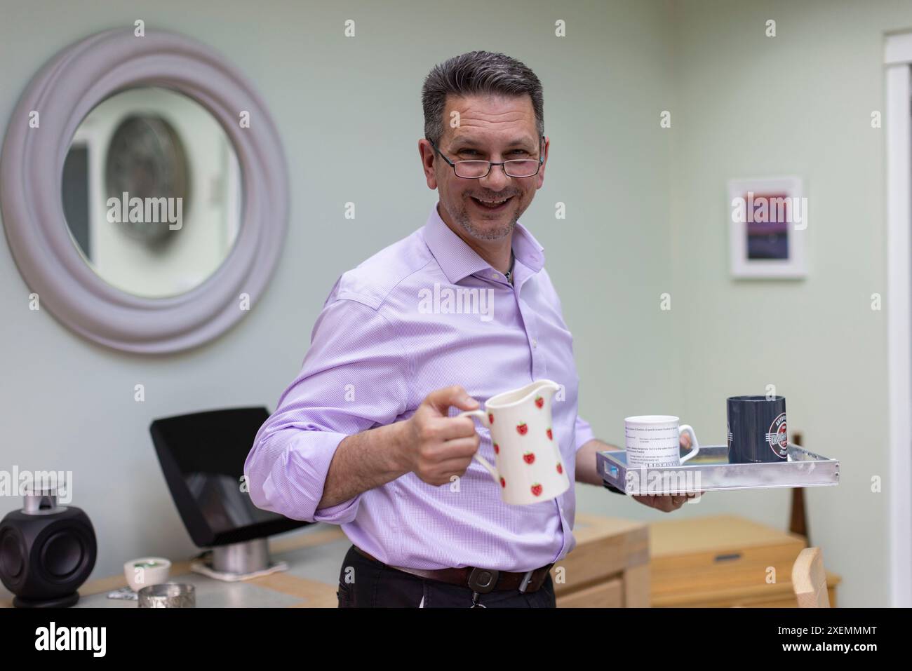 Steve Baker, deputato conservatore nella sua circoscrizione di High Wycombe, Inghilterra, Regno Unito Foto Stock