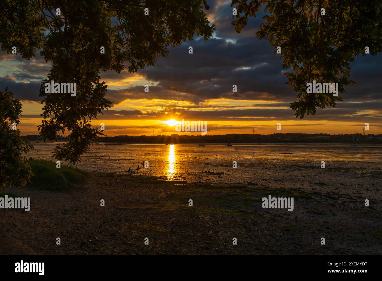 Tramonto sul fiume Stour a Manningtree Essex Foto Stock