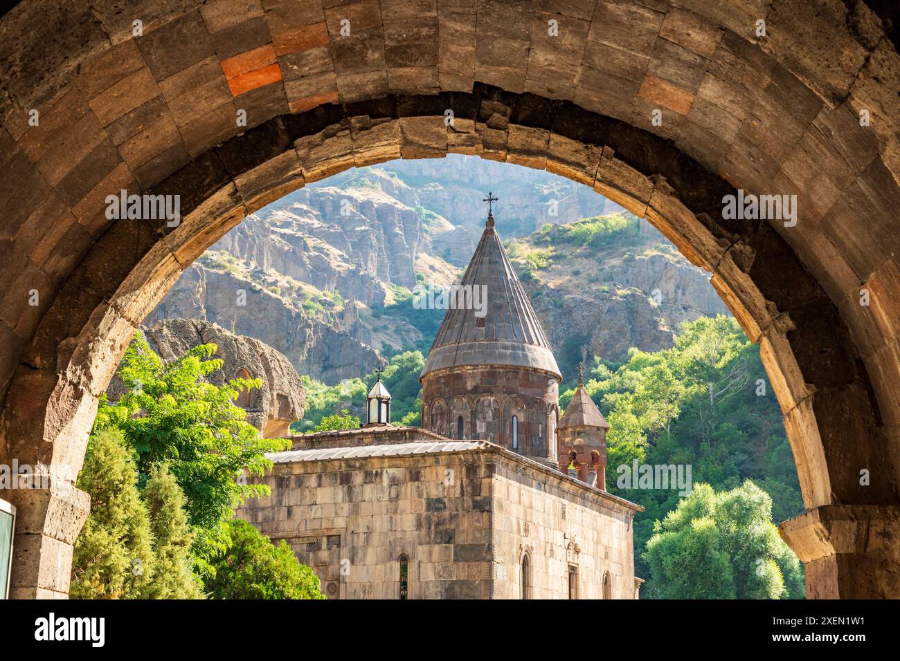 Armenia, provincia di Ararat. Monastero di Geghard. Arch. Foto Stock