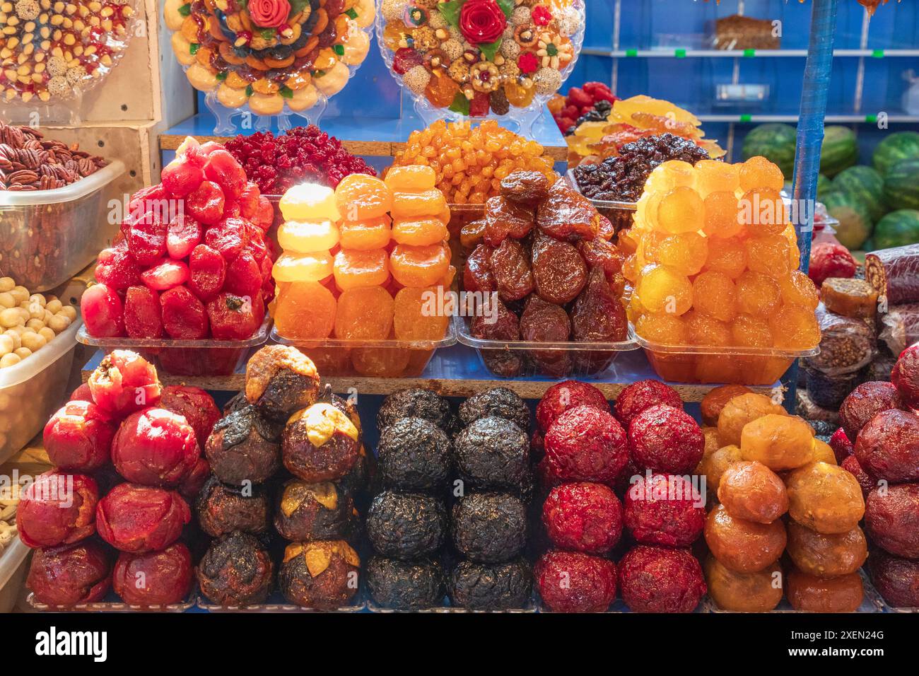 Armenia, Erevan. Mercato agricolo. Frutta secca. Foto Stock