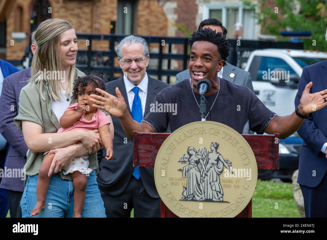 Detroit, Michigan - l'American Rescue Plan del presidente Biden ha annunciato un secondo round di finanziamenti per l'assistenza in acconto per le aziende di livello basso e moderato Foto Stock