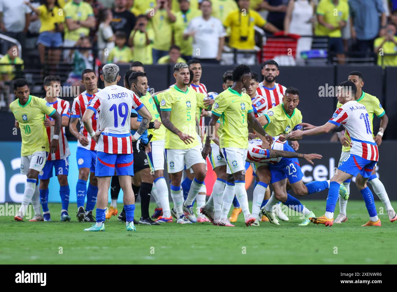 Las Vegas, Stati Uniti. 28 giugno 2024. Brasile e Paraguay nel gruppo D della Copa America all'Allegiant Stadium di Las Vegas negli Stati Uniti questo venerdì 28 giugno 2024 credito: Brazil Photo Press/Alamy Live News Foto Stock