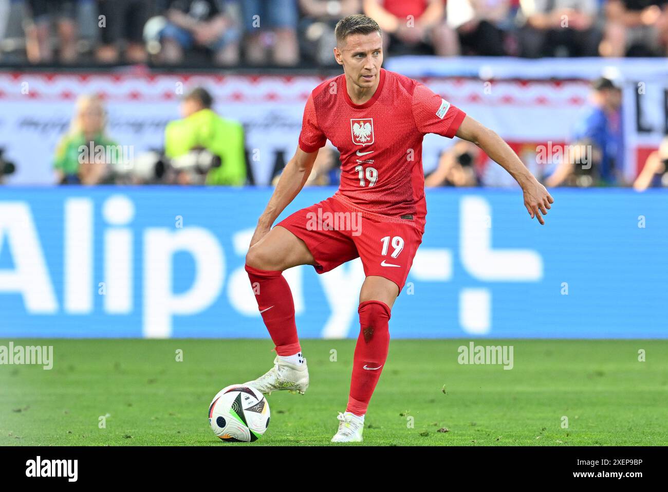 Dortmund, Germania. 25 giugno 2024. Przemyslaw Frankowski (19) della Polonia nella foto di una partita di calcio tra le squadre nazionali di Francia e Polonia nella terza partita del gruppo D nella fase a gironi del torneo UEFA Euro 2024, mercoledì 25 giugno 2024 a Dortmund, Germania . Crediti: Sportpix/Alamy Live News Foto Stock