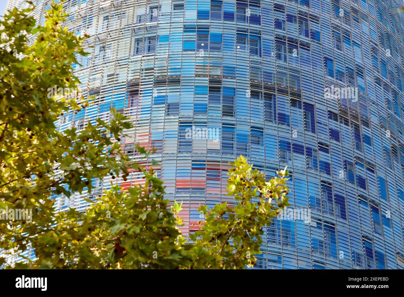 La Torre Agbar, Plaça de les Glòries, Barcellona, Catalunya, Spagna, Europa Foto Stock