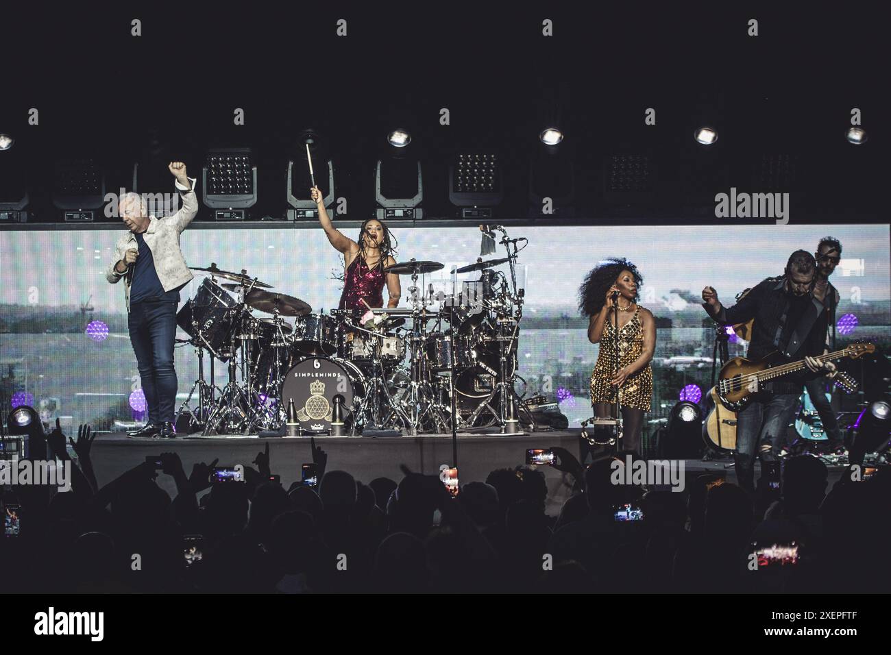 Simple Minds durante il Global Tour 2024, 28 giugno 2024, Auditorium Parco della musica, Roma, Italia. Foto Stock