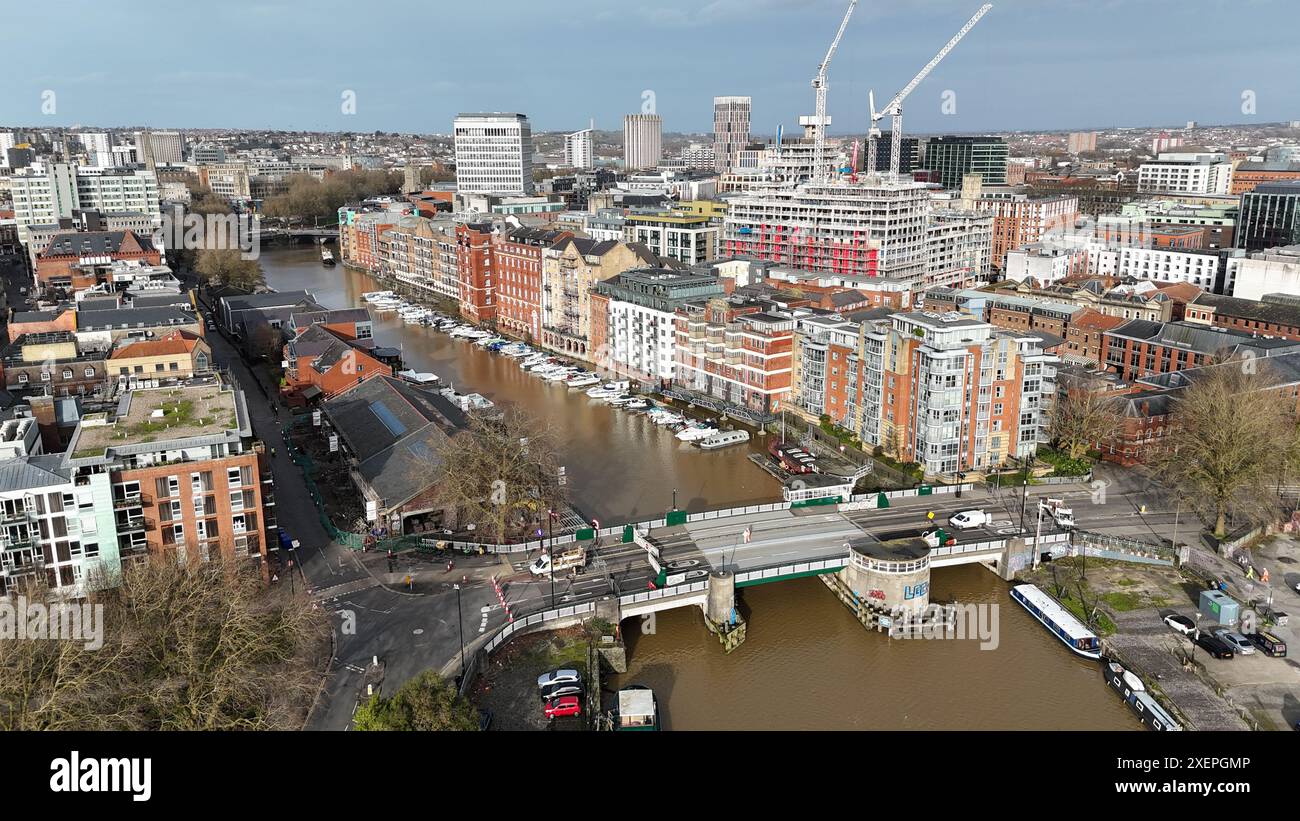 Redcliffe Lift Bridge, Bristol, UK drone, aereo Foto Stock