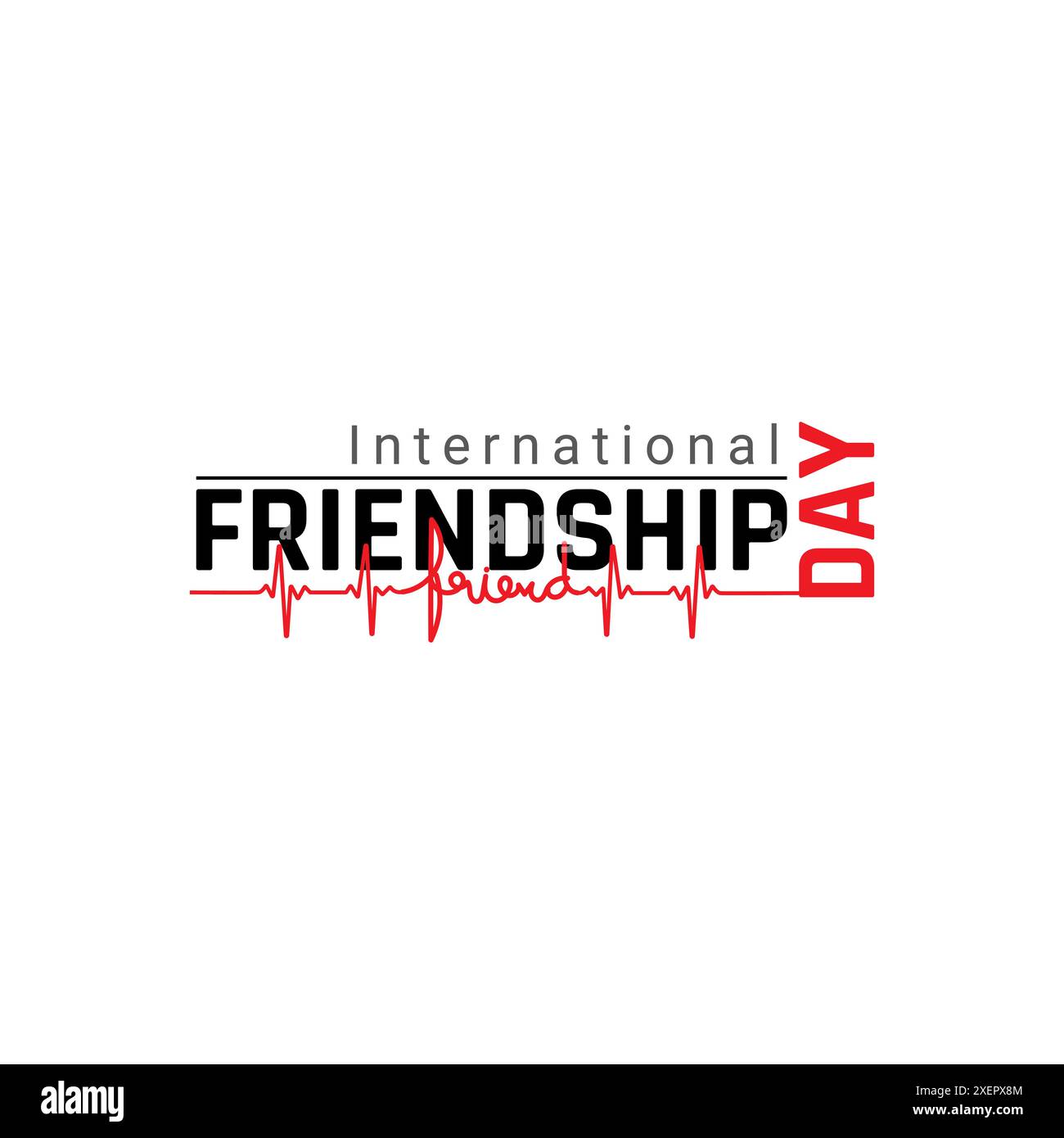 Happy International Friendship Day, idee creative per il cibo e il ristorante, idee per la pubblicità, illustrazione vettoriale tipografia, logo lettering, e. Illustrazione Vettoriale