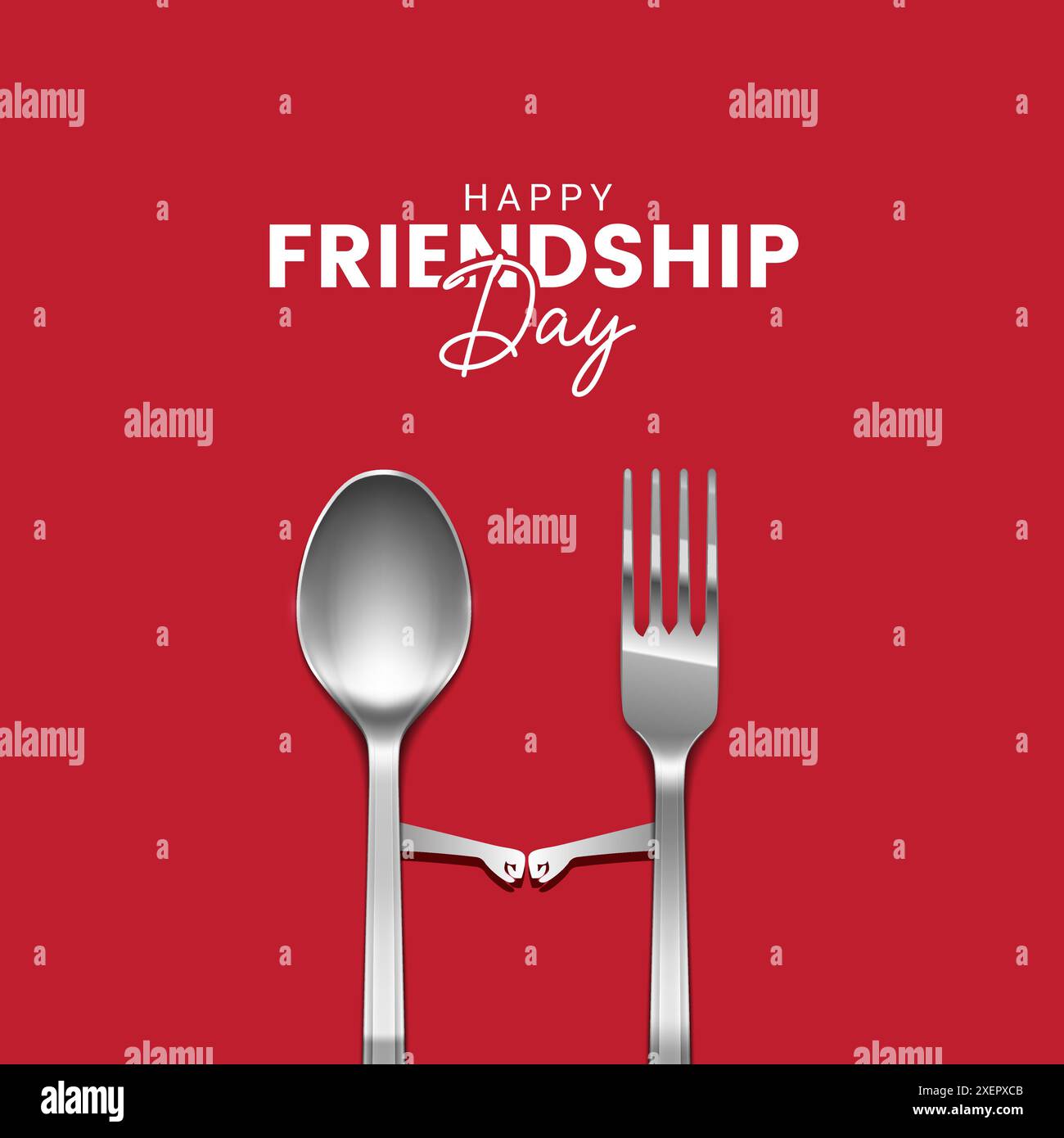Happy International Friendship Day, idee creative per il cibo e il ristorante, idee per la pubblicità, illustrazione vettoriale, tipografia, logo lettering Illustrazione Vettoriale