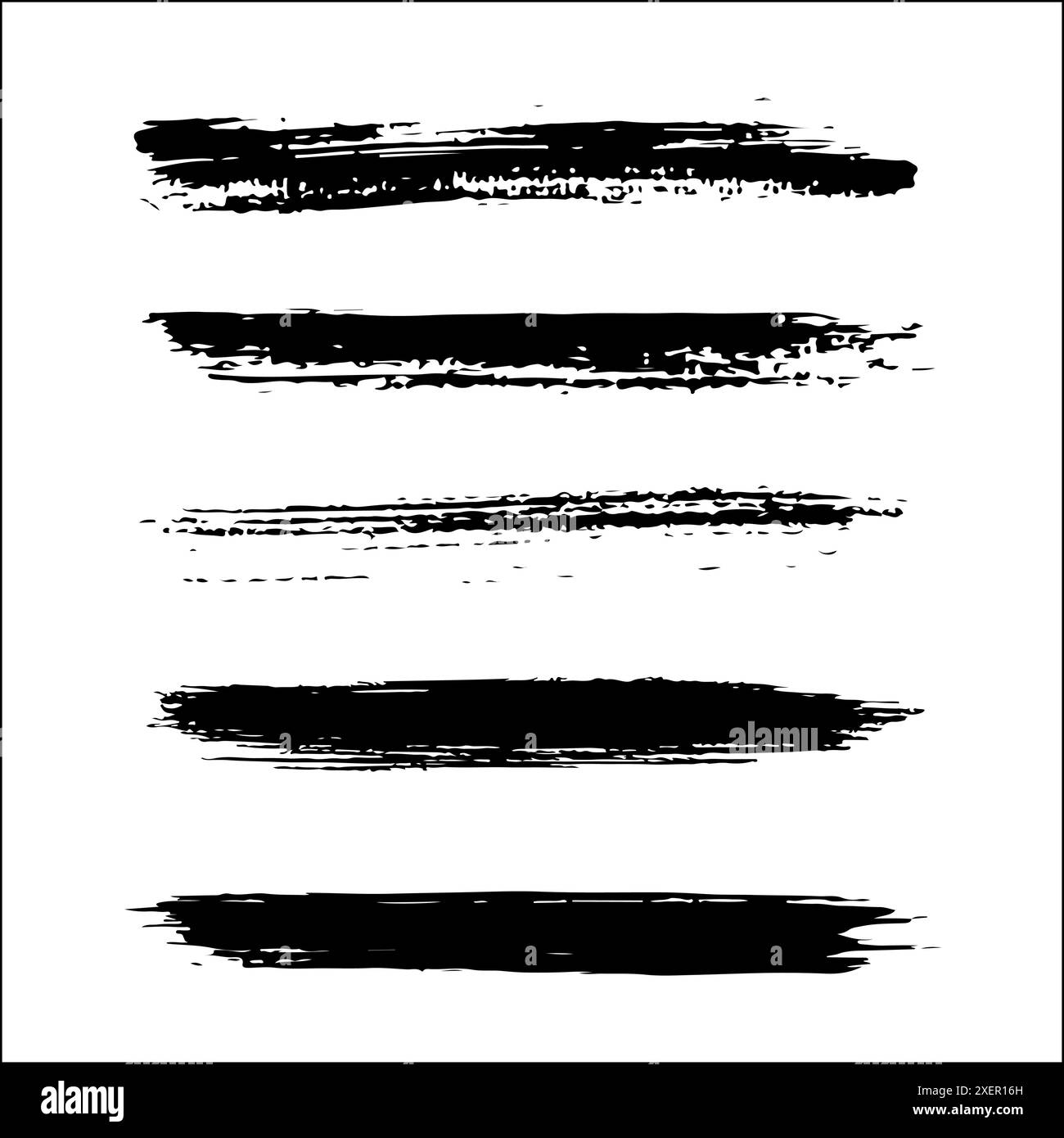 Set di linee artistiche, pennelli. Colpi di grunge disegnati a mano Illustrazione Vettoriale