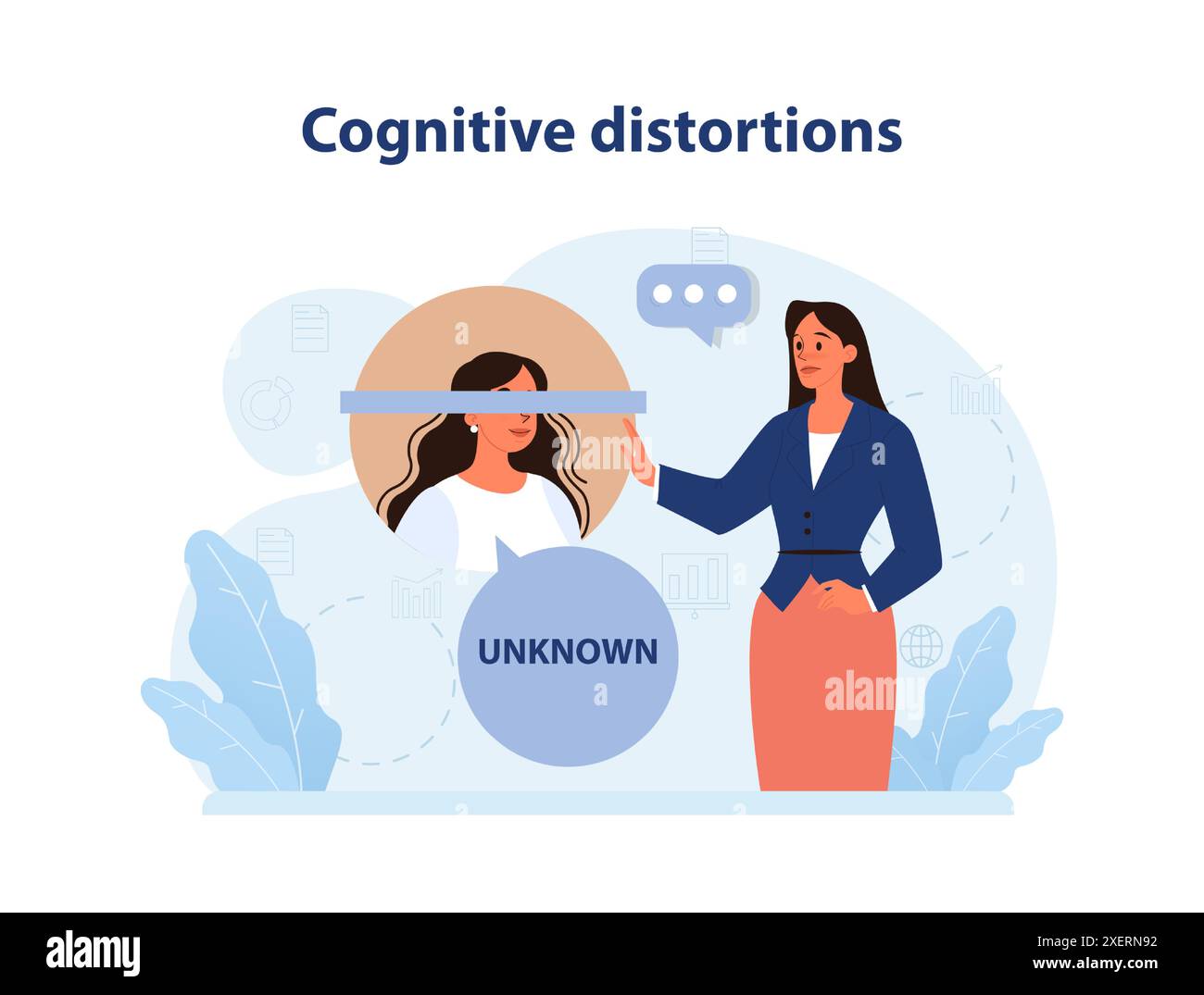 Distorsione cognitiva. Fenomeno o condizione mentale e psicologica. Donna che tiene in mano uno specchio con riflessi distorti. Cancellazione o depersonalizzazione. Illustrazione vettoriale piatta Illustrazione Vettoriale Distorsione cognitiva. Fenomeno o condizione mentale e psicologica. Donna che tiene in mano uno specchio con riflessi distorti. Cancellazione o depersonalizzazione. Illustrazione vettoriale piatta Illustrazione Vettoriale