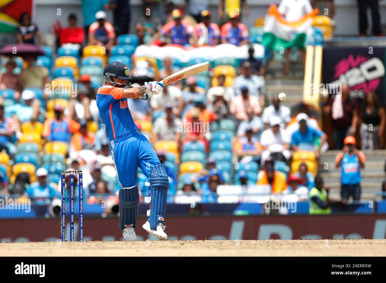 Virat Kohli batte in battuta durante la finale della Coppa del mondo T20 maschile ICC 2024 al Kensington Oval Barbados a Bridgetown, Barbados. Data foto: Sabato 29 giugno 2024. Foto Stock