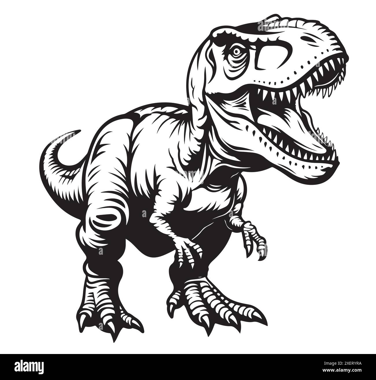 Disegno artistico dei dinosauri. schizzo spontaneo di animali con linea artistica combinata Illustrazione Vettoriale