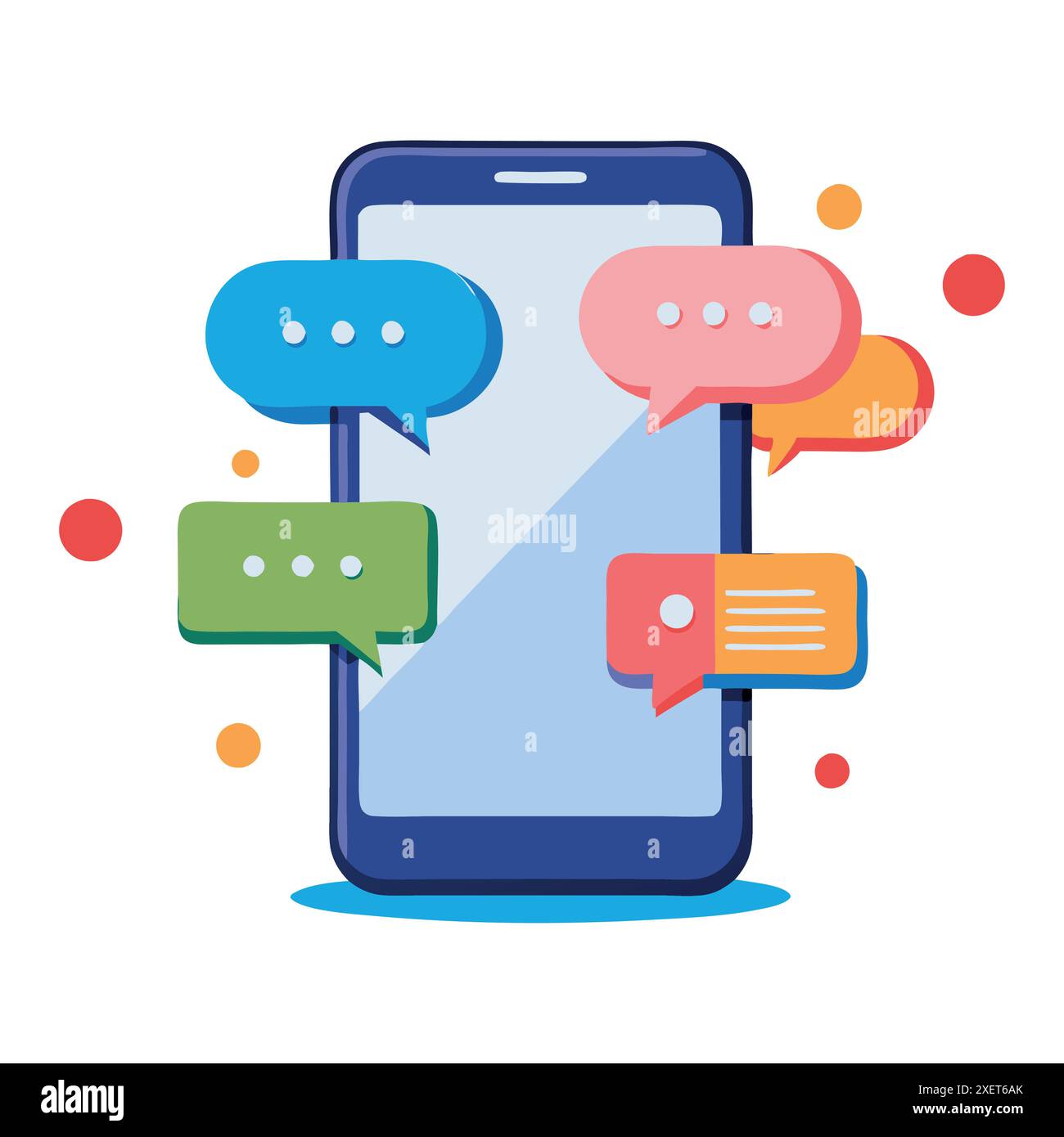 Fantastico smartphone , chattare con il modello di app sms bolle. Illustrazione Vettoriale